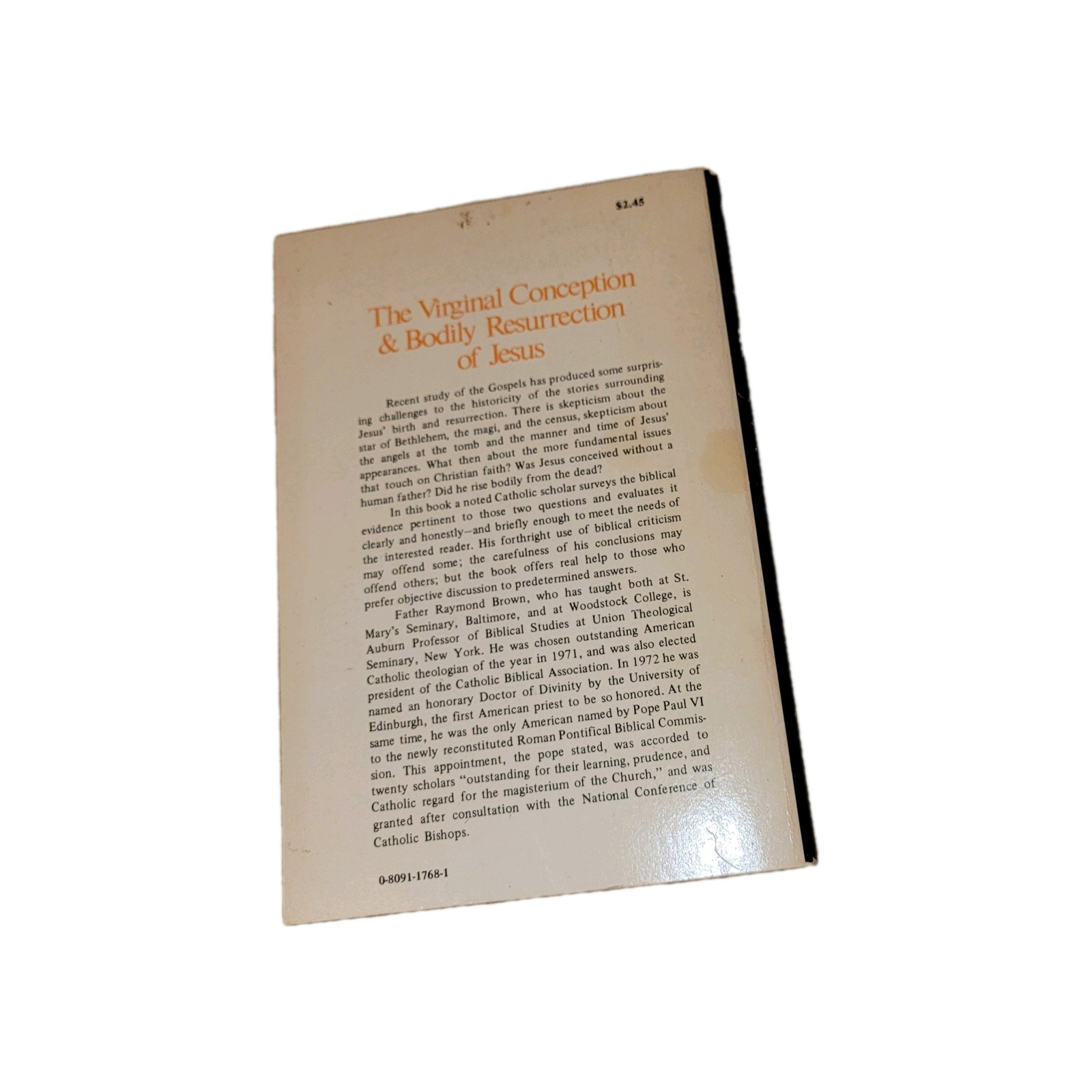 Paulist Press The Virginal Conception & Bodily Resurrection of Jesus, Brown 1973