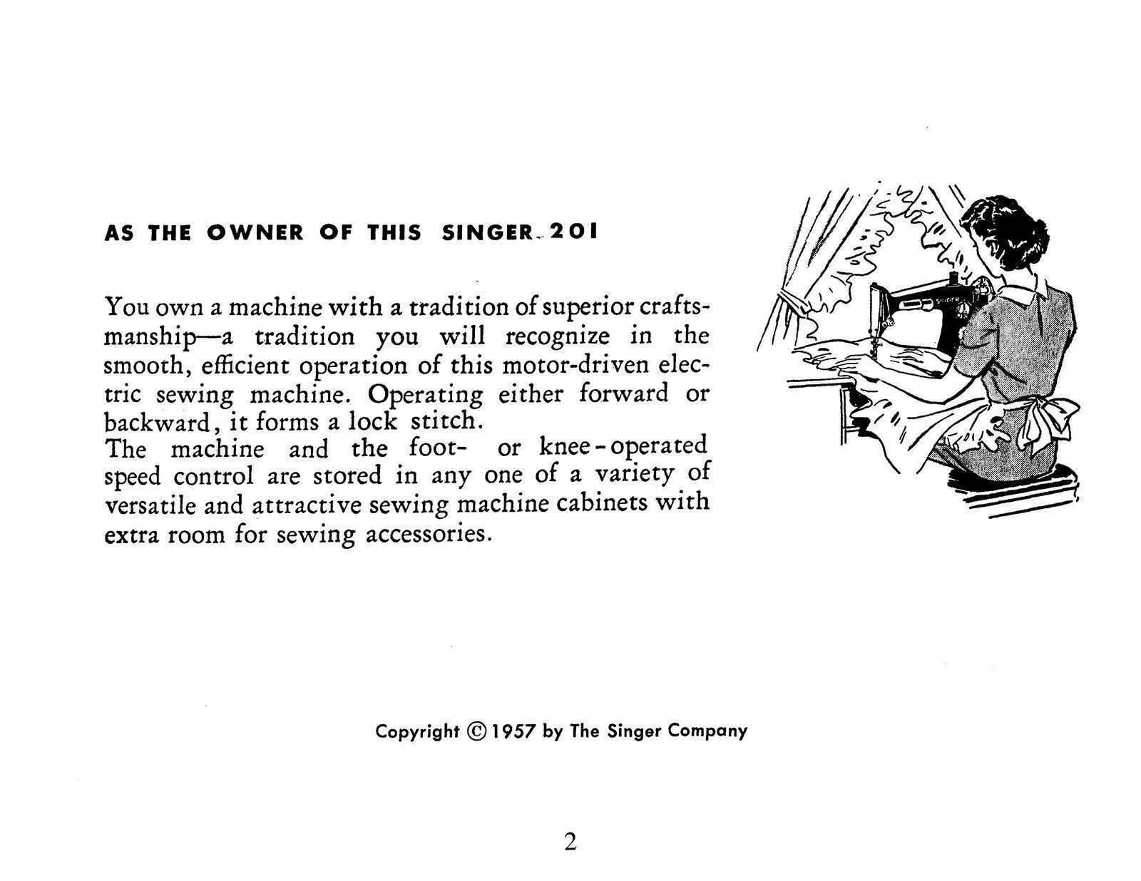 SINGER 201 Sewing Machine User Manual Operation Guide – TOUGH SPIRAL BINDING
