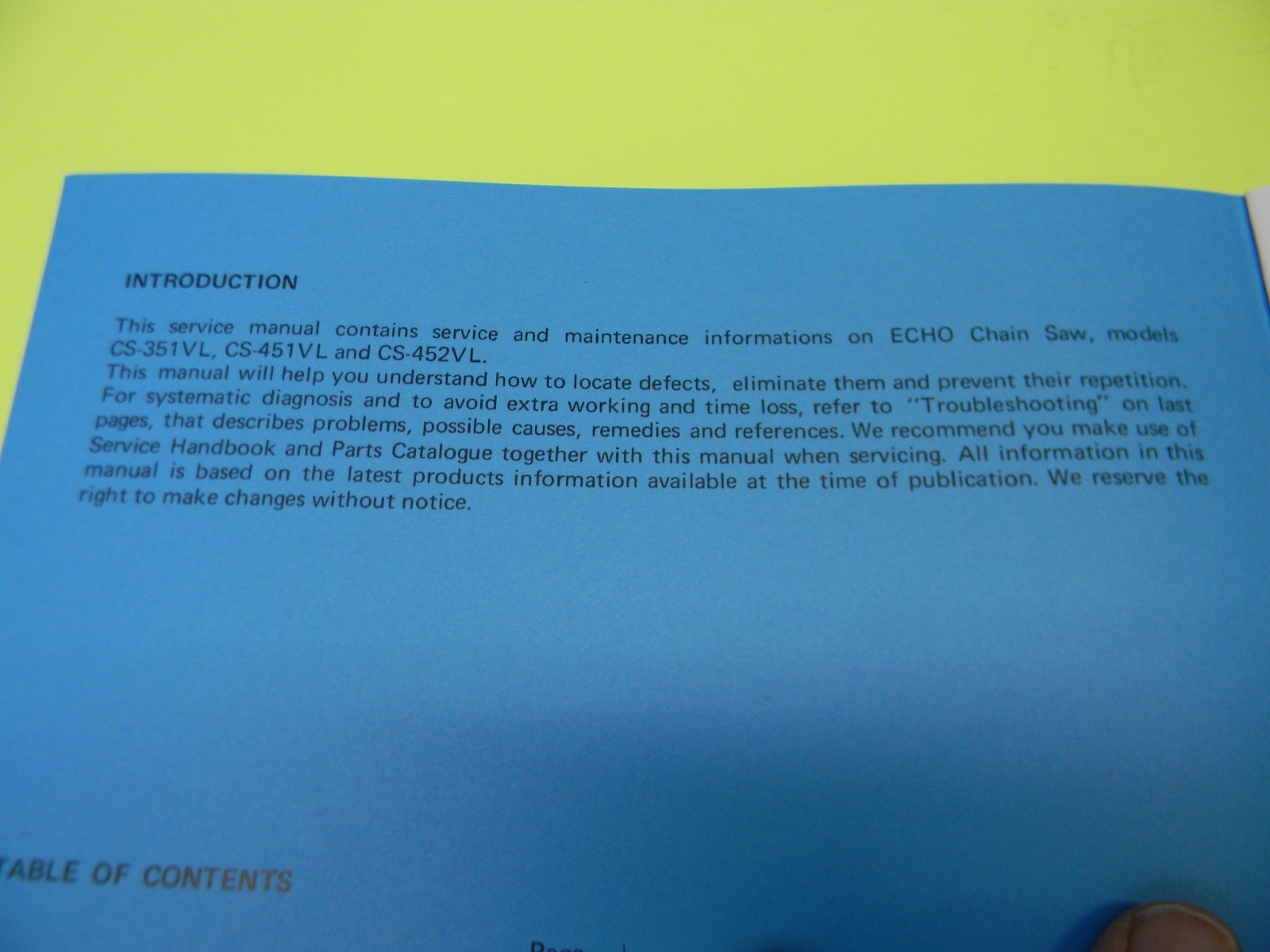 ECHO CS-351VL CS-451VL CS-452VL CHAINSAW SERVICE MANUAL —- MANUAL 104D