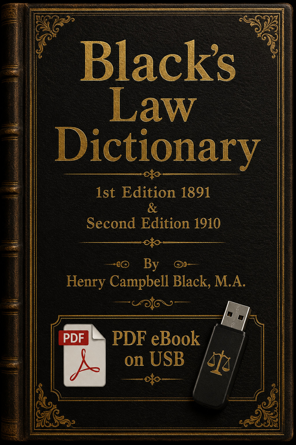 BLACK’S LAW DICTIONARY, 1st Edition 1891 and 2nd Edition 1910 Law Book on USB