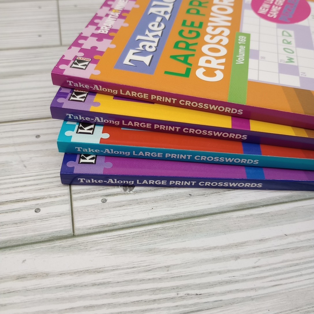 Large Print Crossword Puzzle Take Along Vol 168, 169, 171, 172 (4 Books) Brain