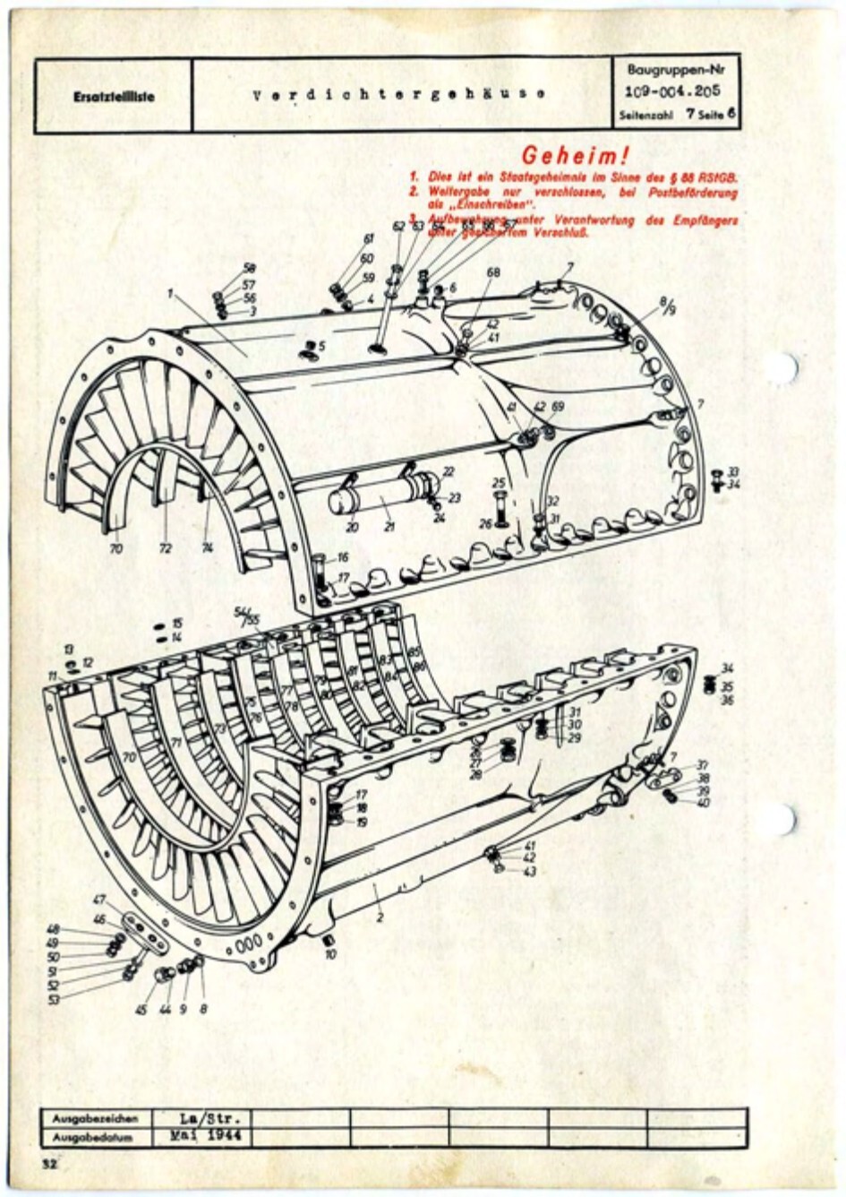 Junkers Jumo 004 Engine Parts Service Manual Me 262 Horten Ho 229 PRINTED BOOK