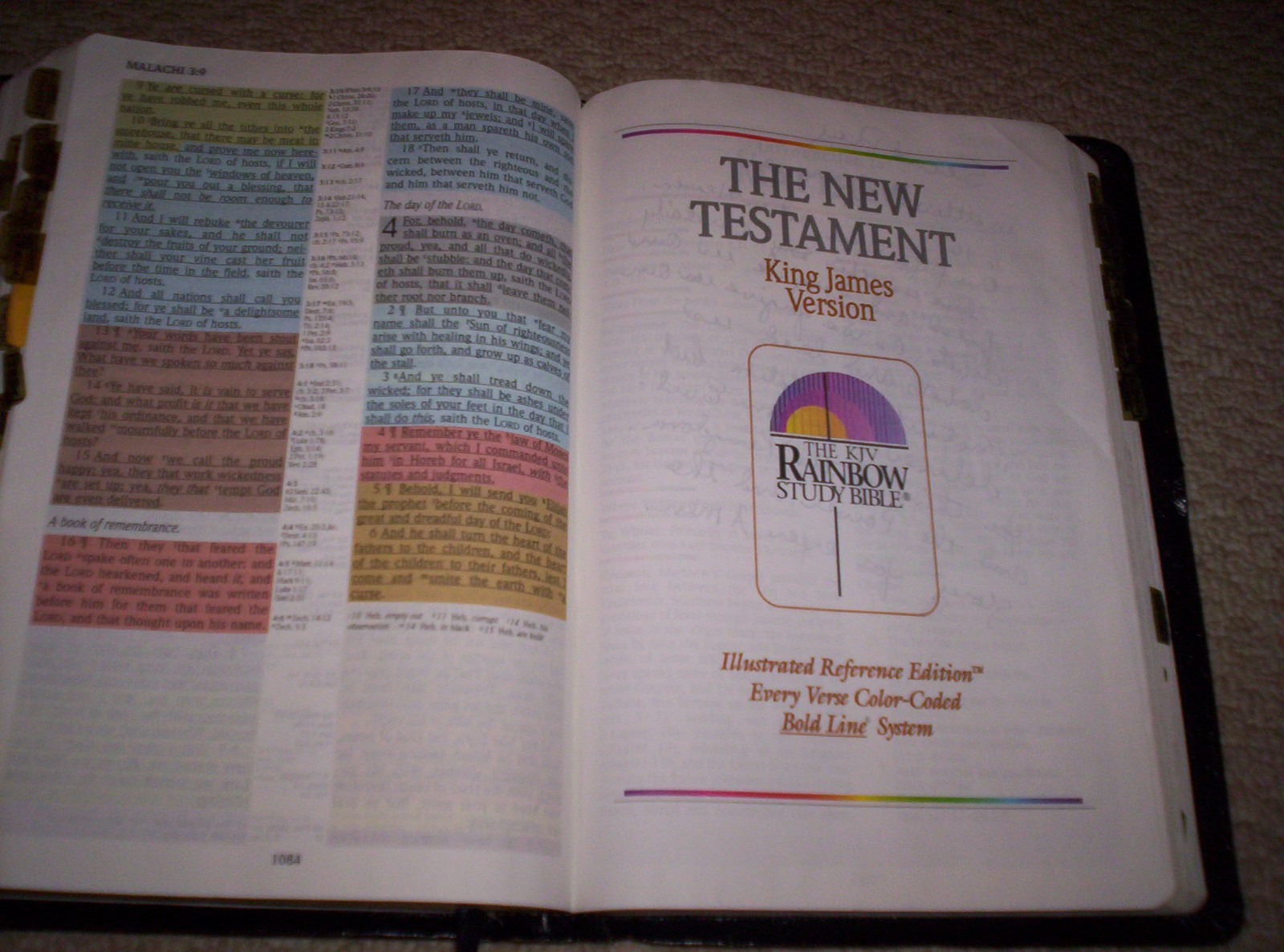 The RAINBOW STUDY BIBLE–COLOR CODED BOLD Line KJV 1998–Tab Index