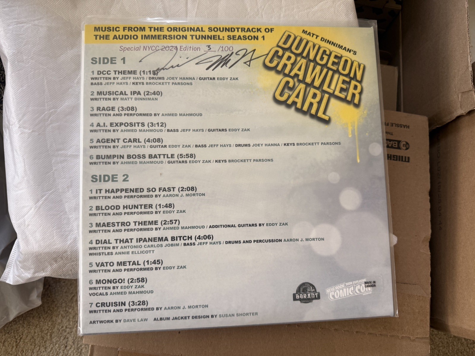 NYCC Vinyl RECORD signed books autographed dungeon crawler carl matt dinniman