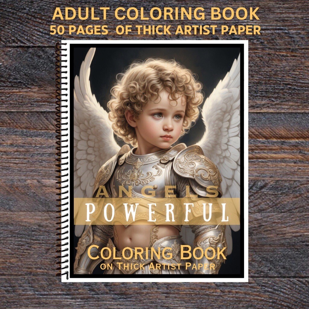 Angels – Spiral Bound Adult Coloring Book – Thick Artist Paper – 50 pages – #01