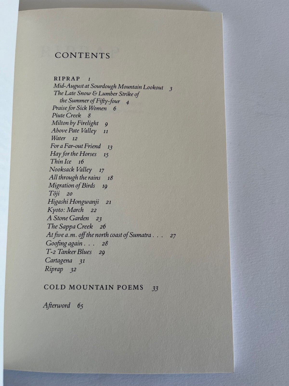 Gary SNYDER / RIPRAP And Cold Mountain Poems – North Point Press, San Francisco