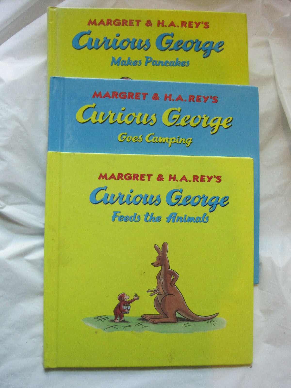 Lot of 3~Curious George by Margret & H A Rey~Animals Camping Pancakes~HC~LBDAL