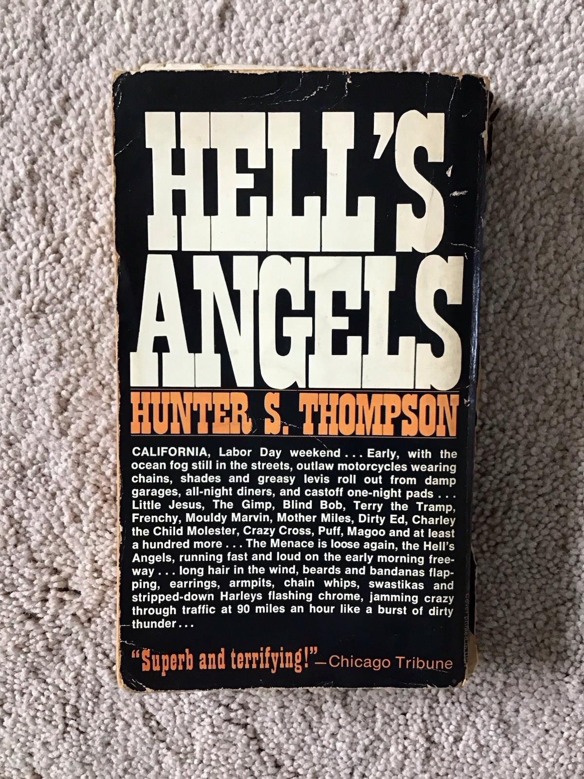 HELL’S ANGELS by Hunter S. Thompson 1970 Ballantine Books 8th Printing Paperback