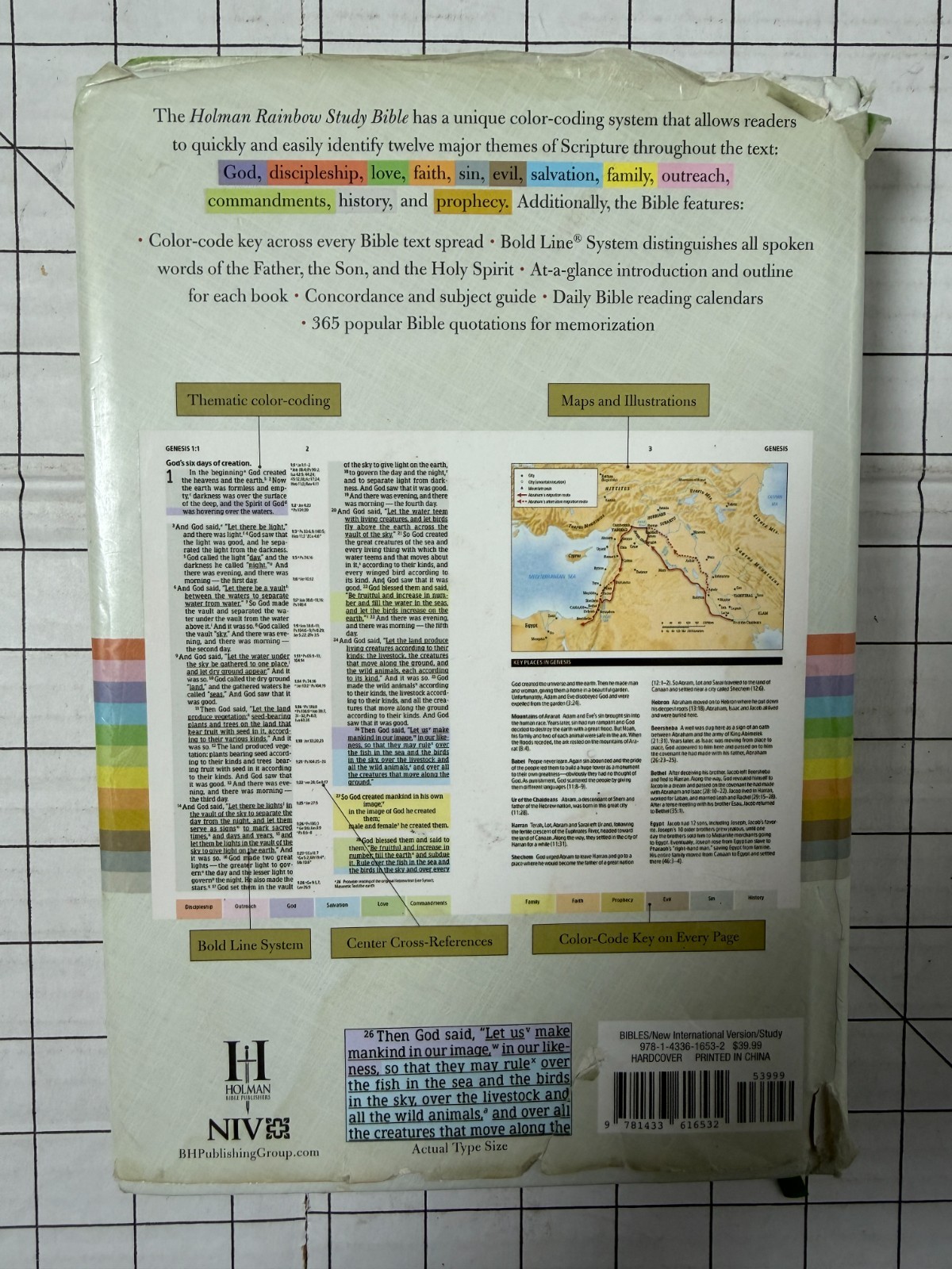 Holman Rainbow Study Bible NIV Edition 2015, HC/DJ Color Coded Ships Fast