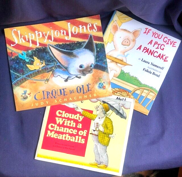 Lot of 3 Classic Children’s Books, Skippy Jon Jones, If you give a Pig a Pancake