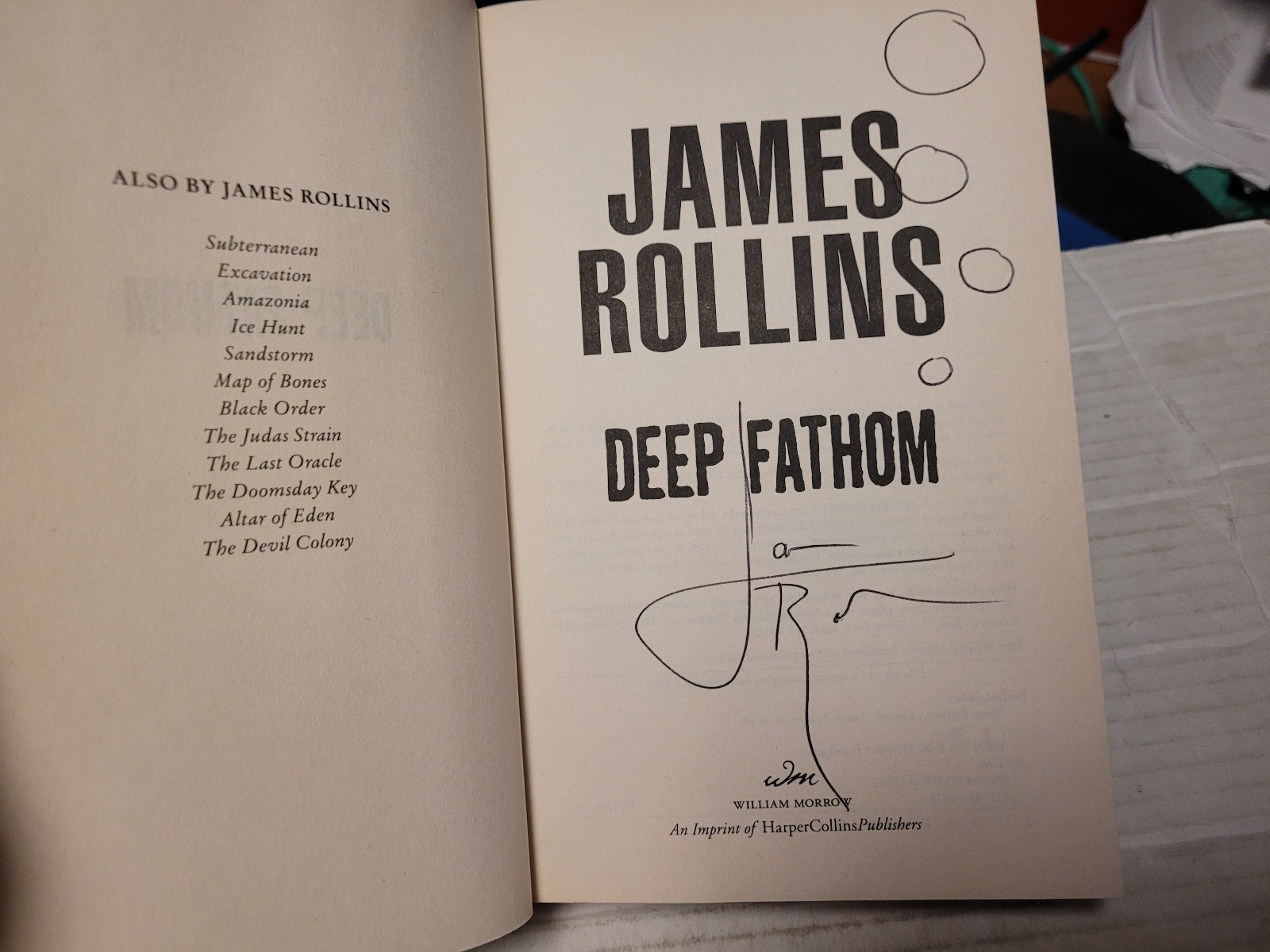 Deep Fathom by James Rollins (2012, Hardcover) SIGNED 1st/1st