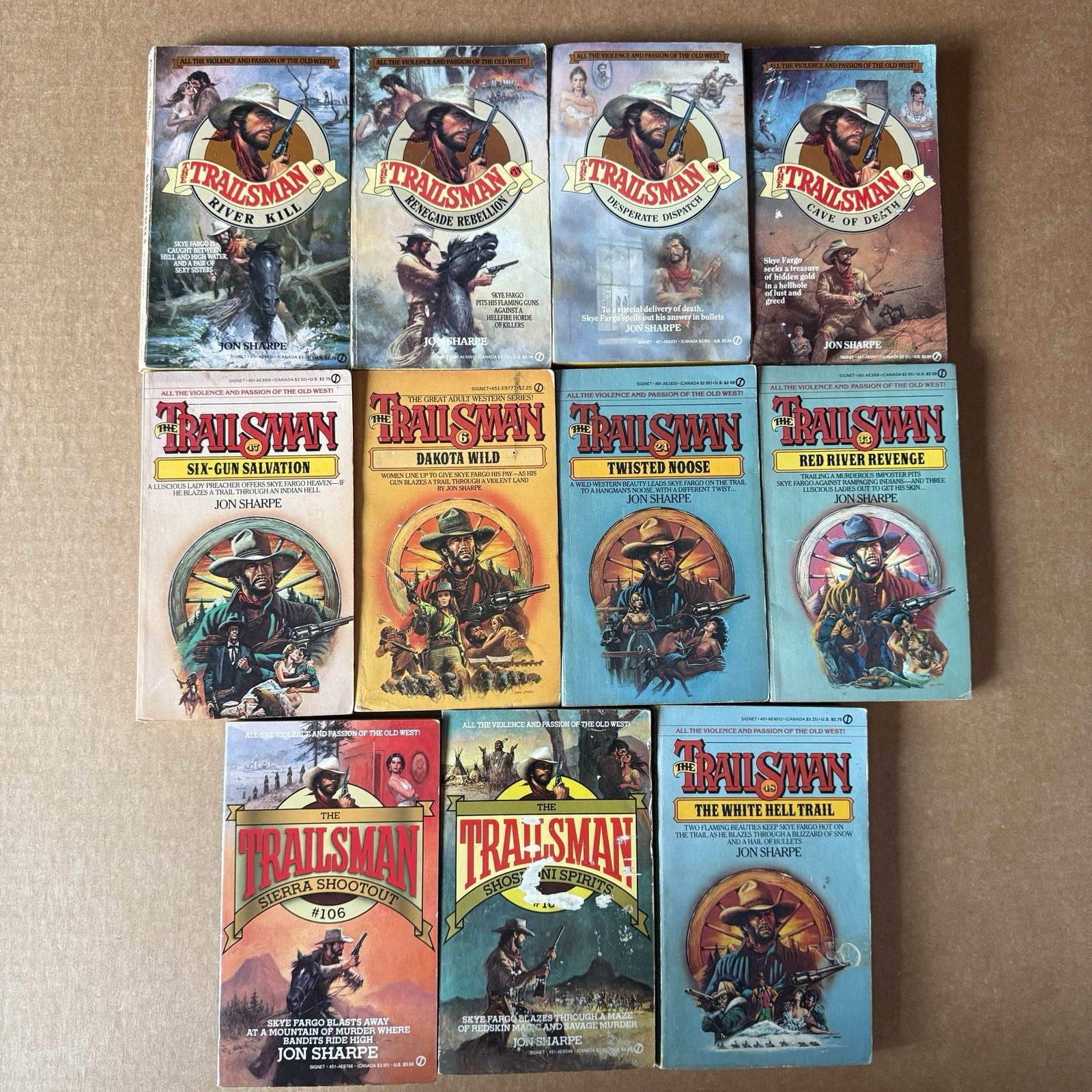 Jon Sharpe Lot 11 Western Paperback Books from The Trailsman Series Read