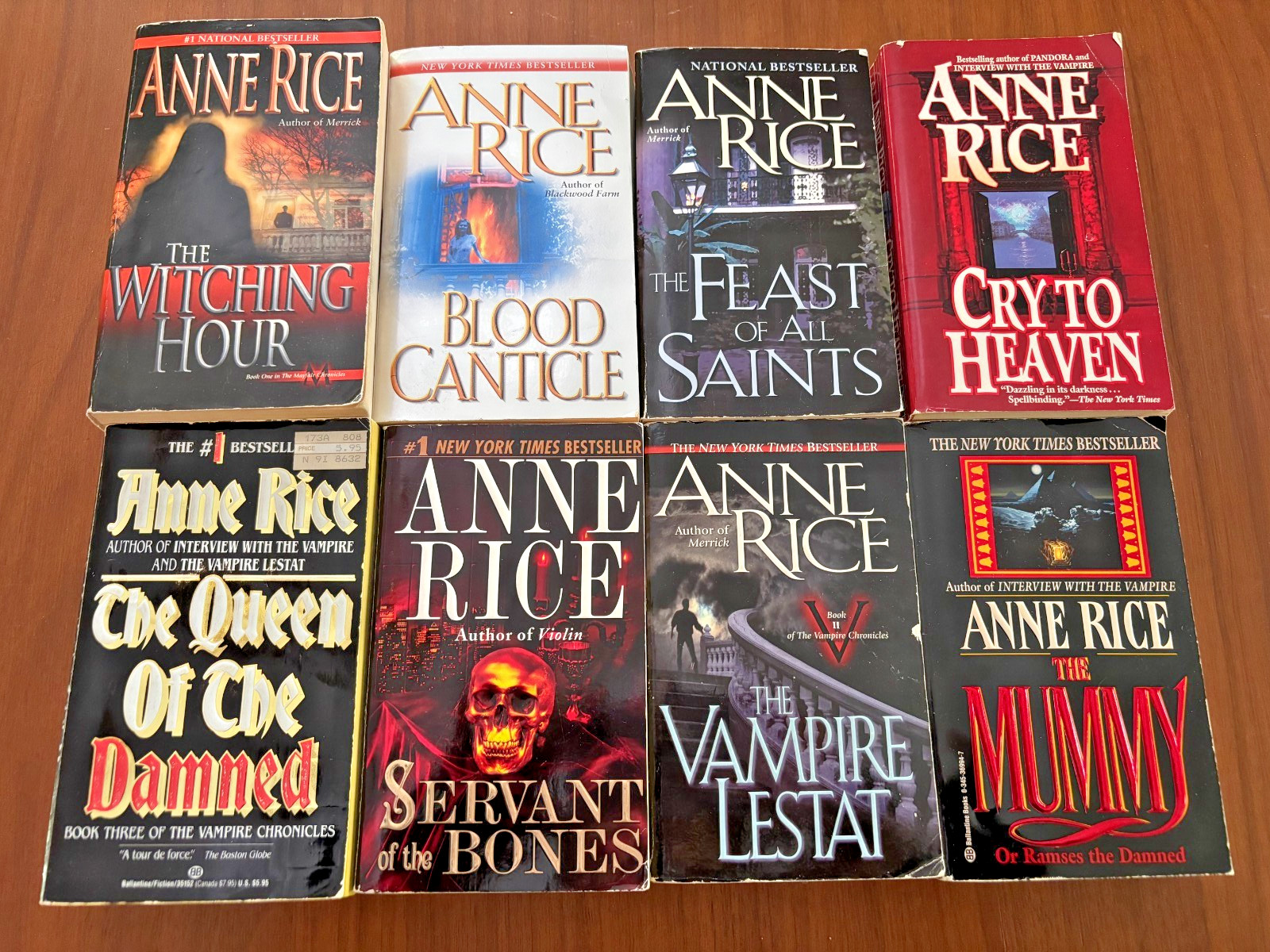 ANNE RICE PAPERBACK LOT OF 8 BOOKS VINTAGE HORROR VAMPIRE LESTAT MUMMY