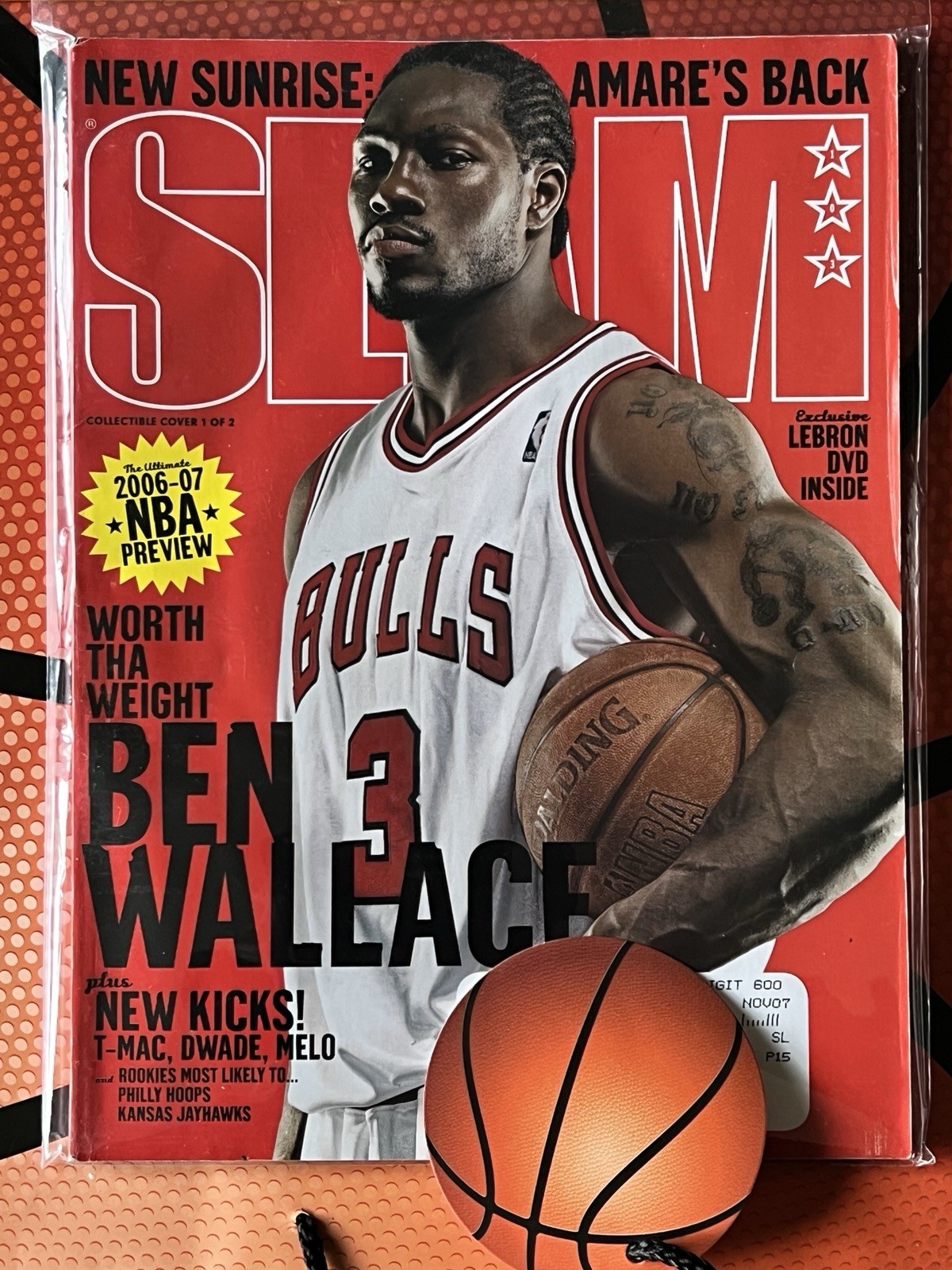 SLAM Magazine #103 Ben Wallace Rookies Jayhawks DVD NBA NCAA Basketball Dec 2006