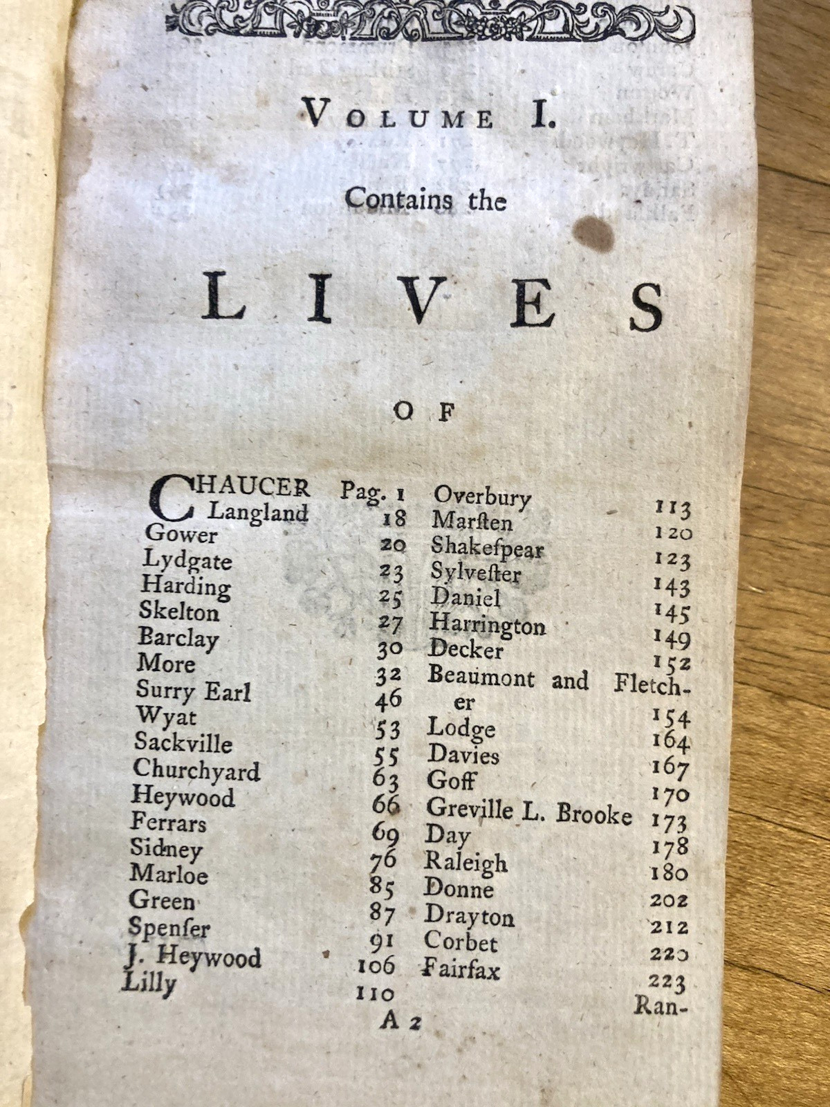 ANTIQUE-1753-THE LIVES of the POETS by Mr Cibber-Vol # 1-CHAUCER-SHAKESPEAR-MORE