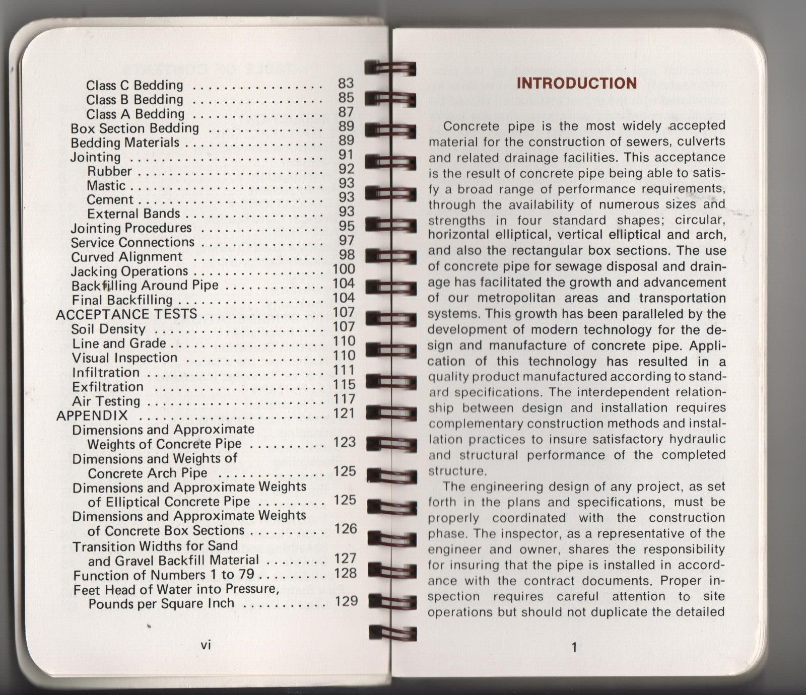 Concrete Pipe Installation Manual 1984 American Concrete Pipe Assn. 129 pages