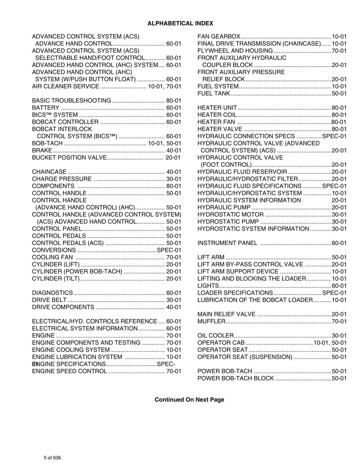BOBCAT S130 Loader SN 524611001 and up Service Manual , BOUND, COVERS, FOLDOUTS