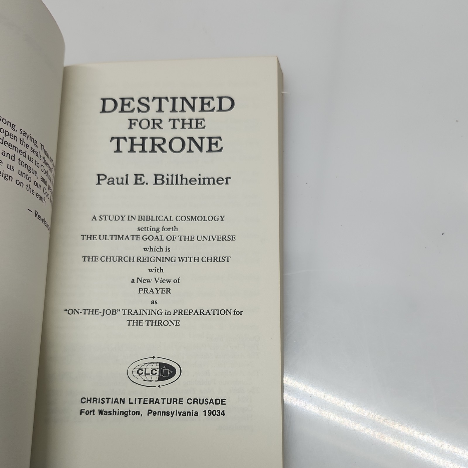 Destined For The Throne Paul E. Billheimer 1975