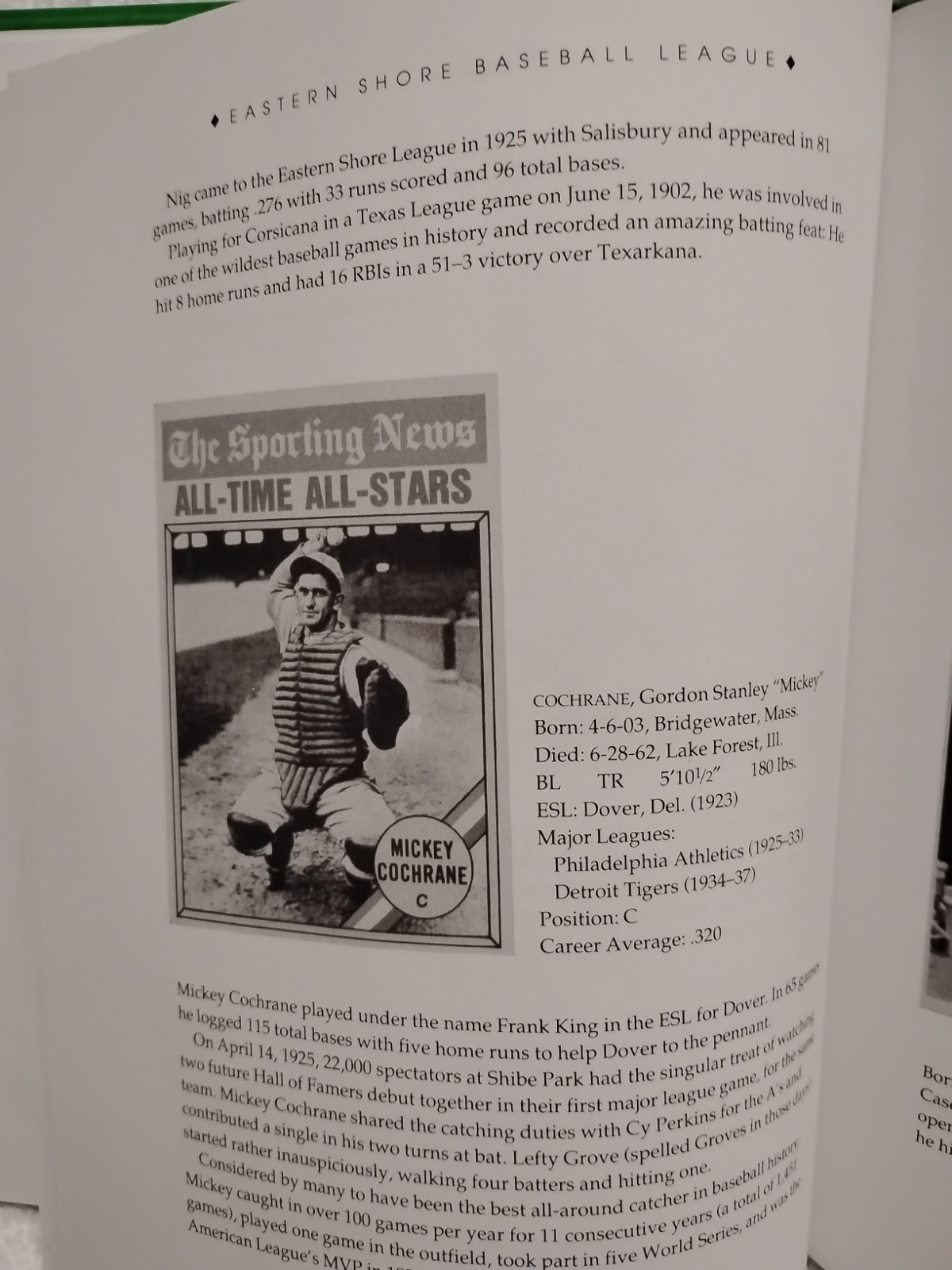 The Eastern Shore Baseball League by William W. Mowbray HC 1989 1st Edition