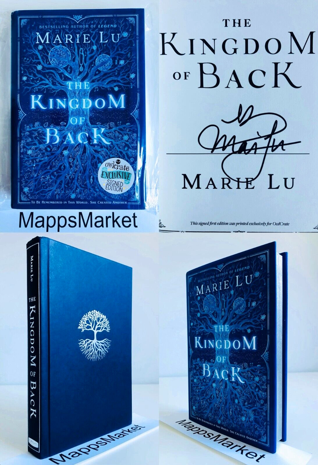 SIGNED The Kingdom of Back by Marie Lu OWLCRATE EXCLUSIVE HC Silver Gilded Edges