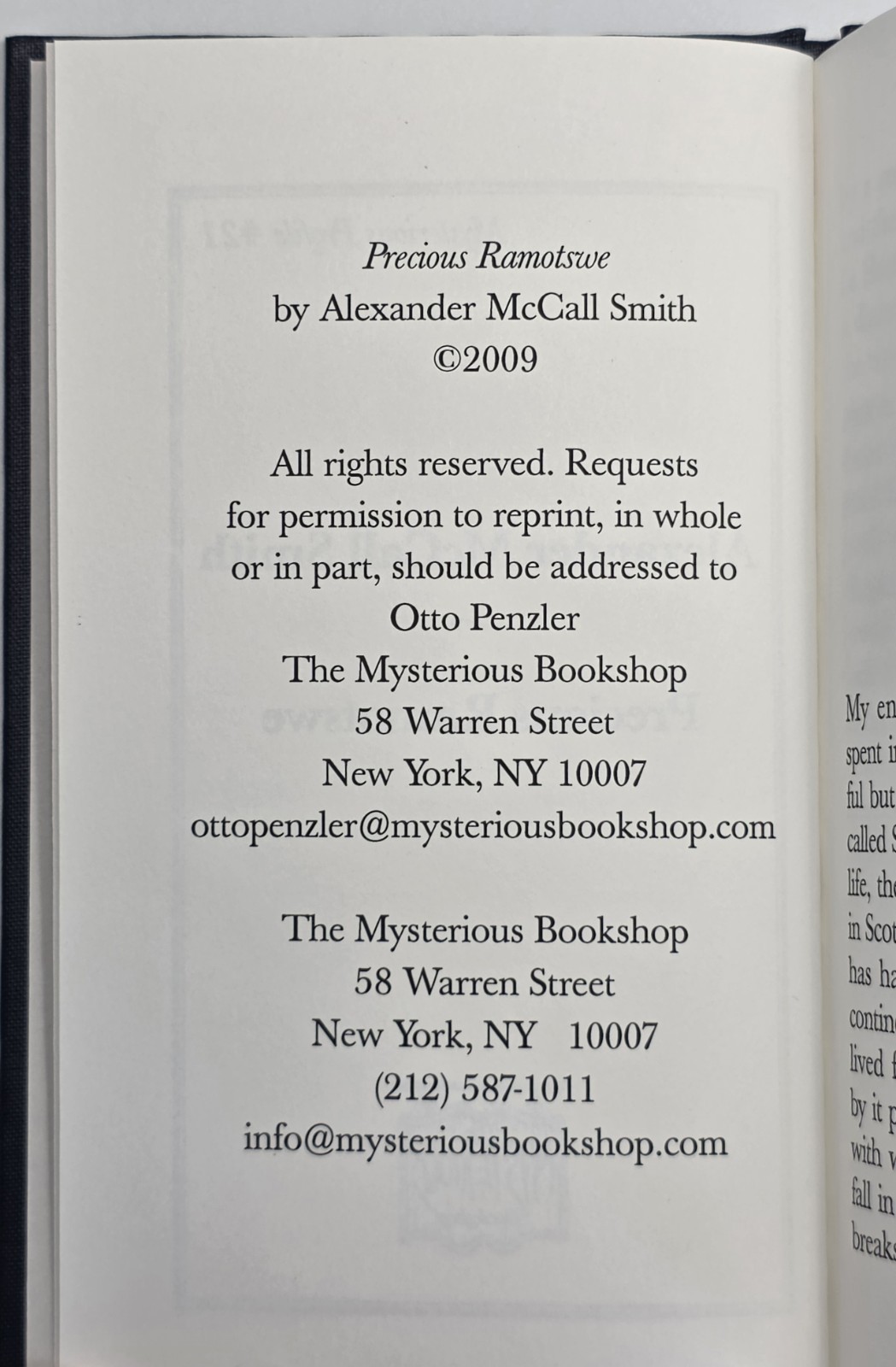 Alexander McCall Smith SIGNED “Precious Ramotswe” Mysterious Profile #11 1st Ed.