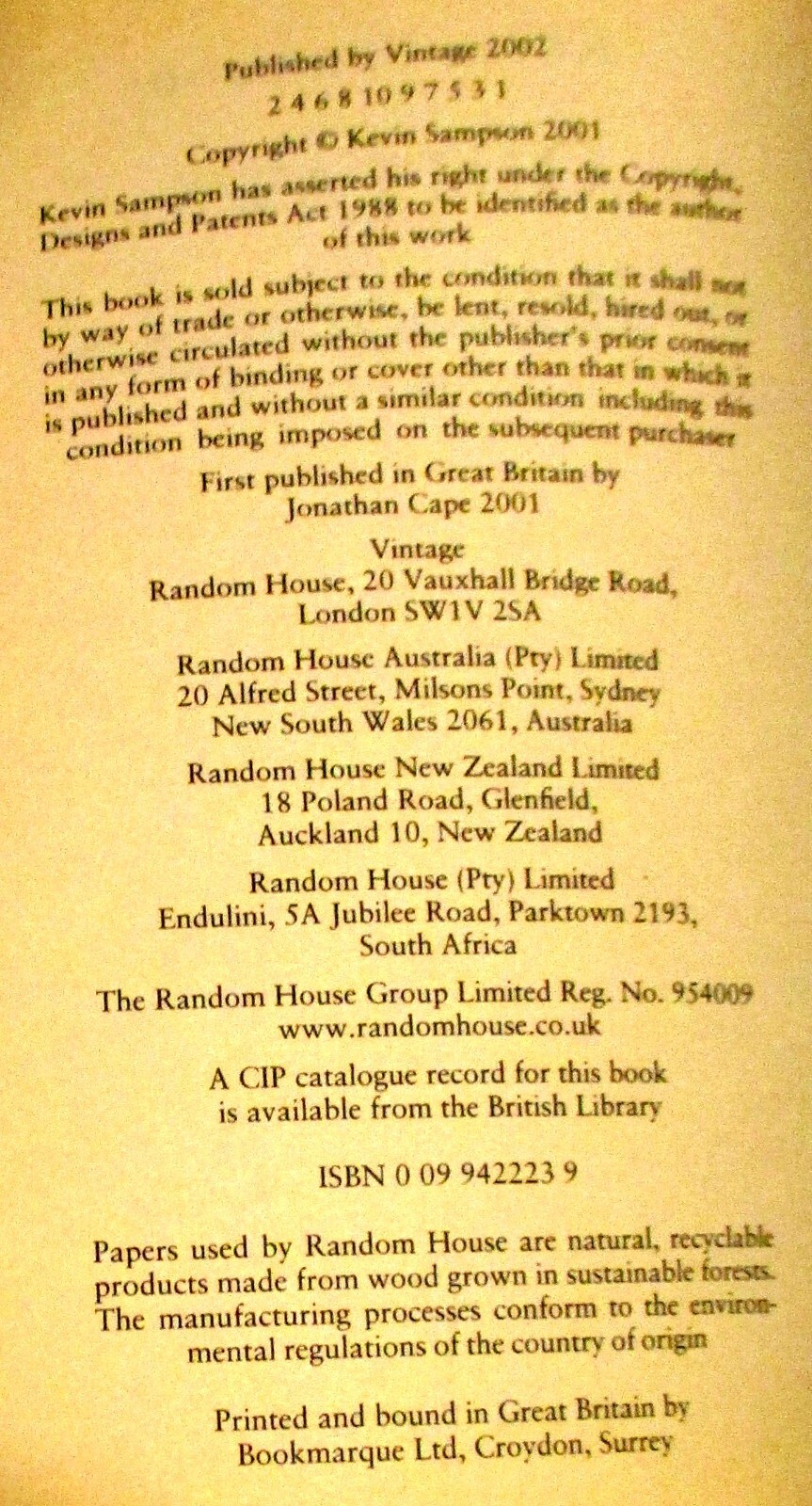 2002 Outlaws by Kevin Sampson Signed Softcover Book 314 Pages RARE!!!