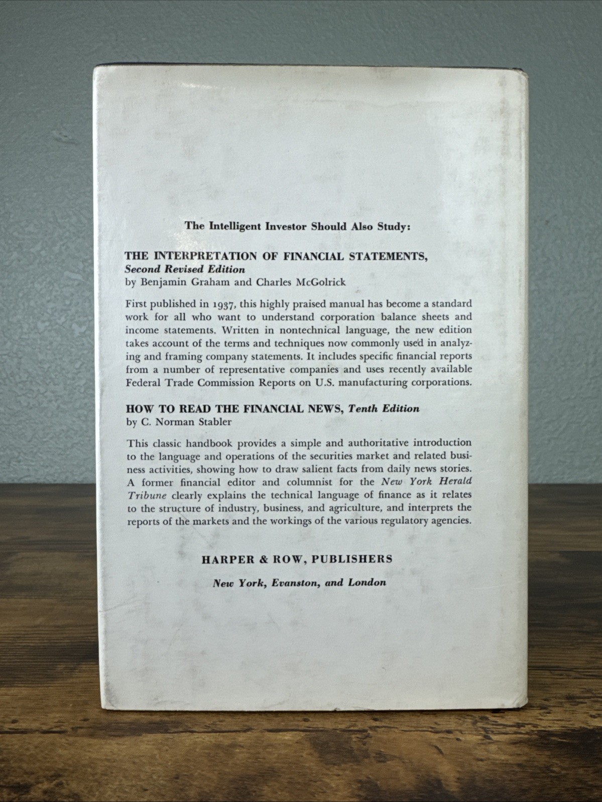 The Intelligent Investor Third Revised Edition by Benjamin Graham HC 1965