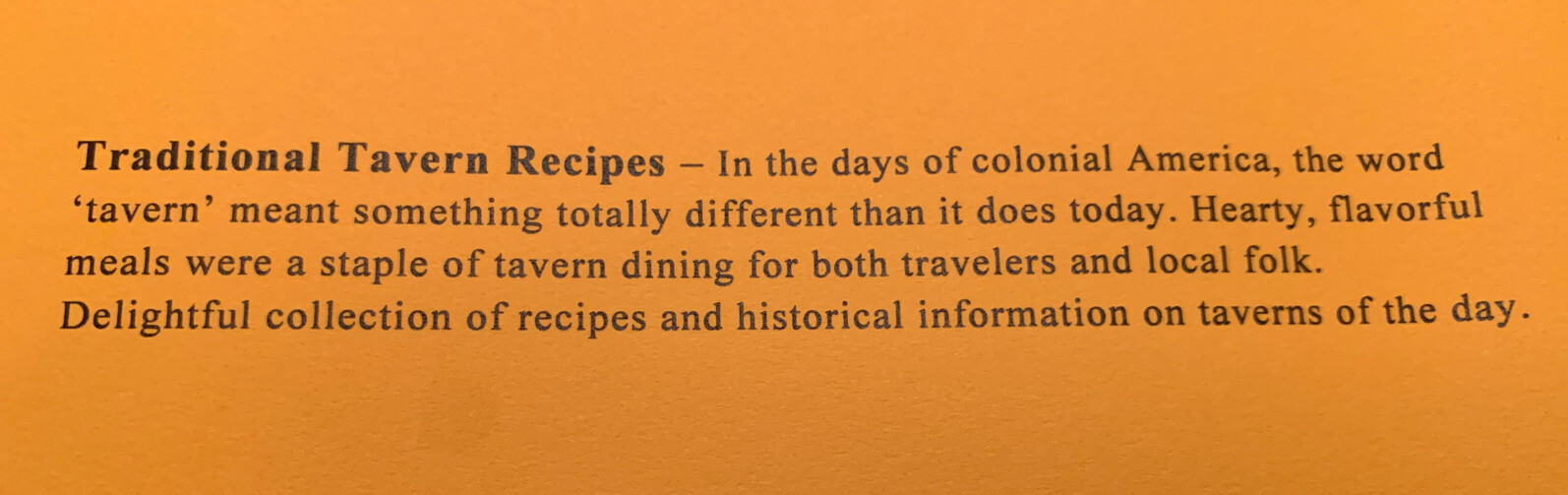 Traditional Tavern Recipes