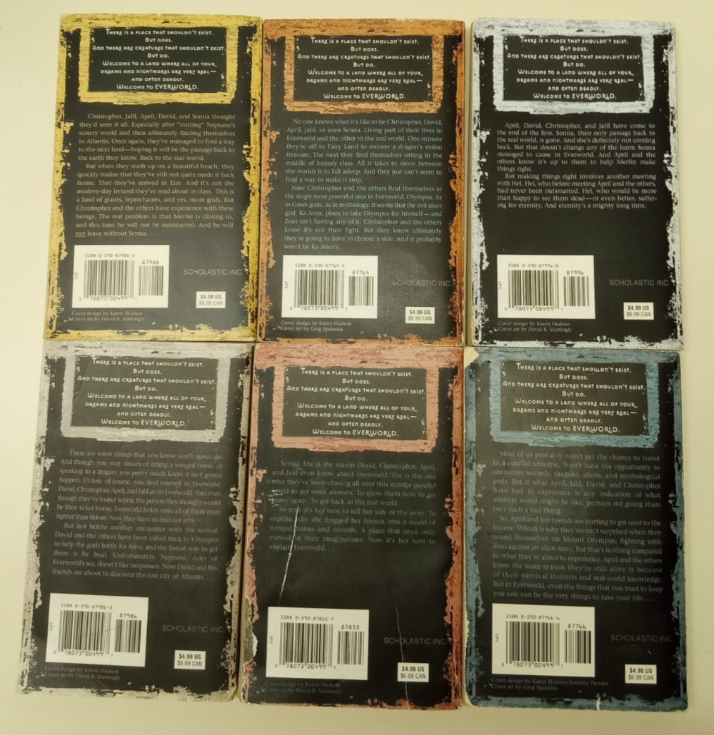 Everworld 6 Book Lot Set K.A. Applegate 1999 1st scholastic printing Paperbacks
