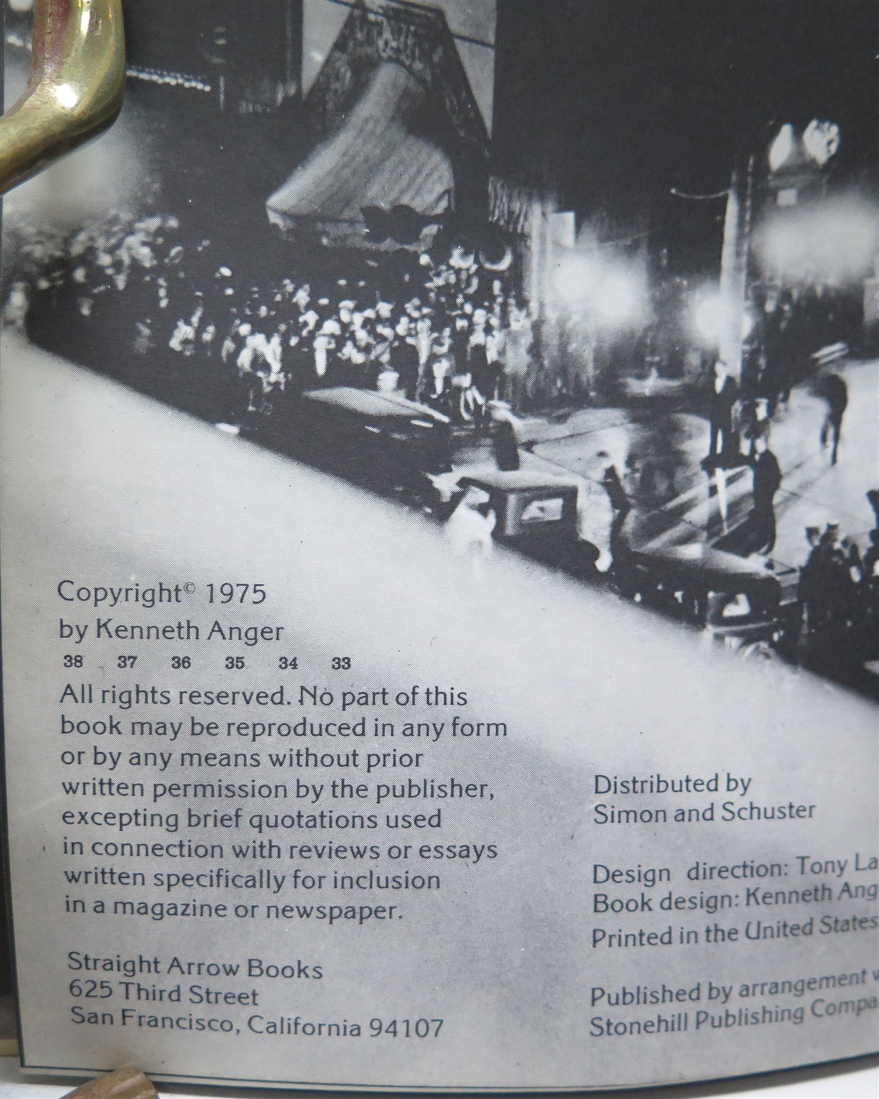 Kenneth Anger “Hollywood Babylon” 1st edition 38th printing HCDJ 1975 US