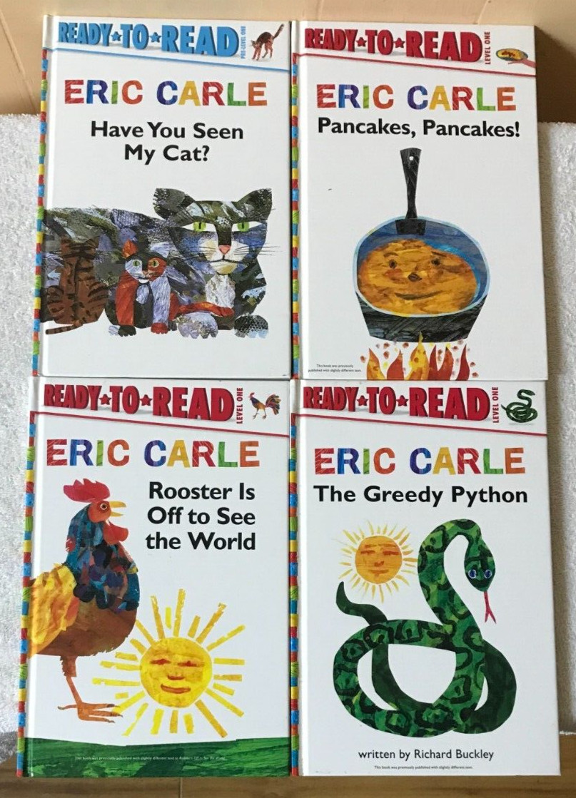 Lot of 4 ERIC CARLE READY TO READ Childrens Hardcover BOOKS, Pancakes, Python