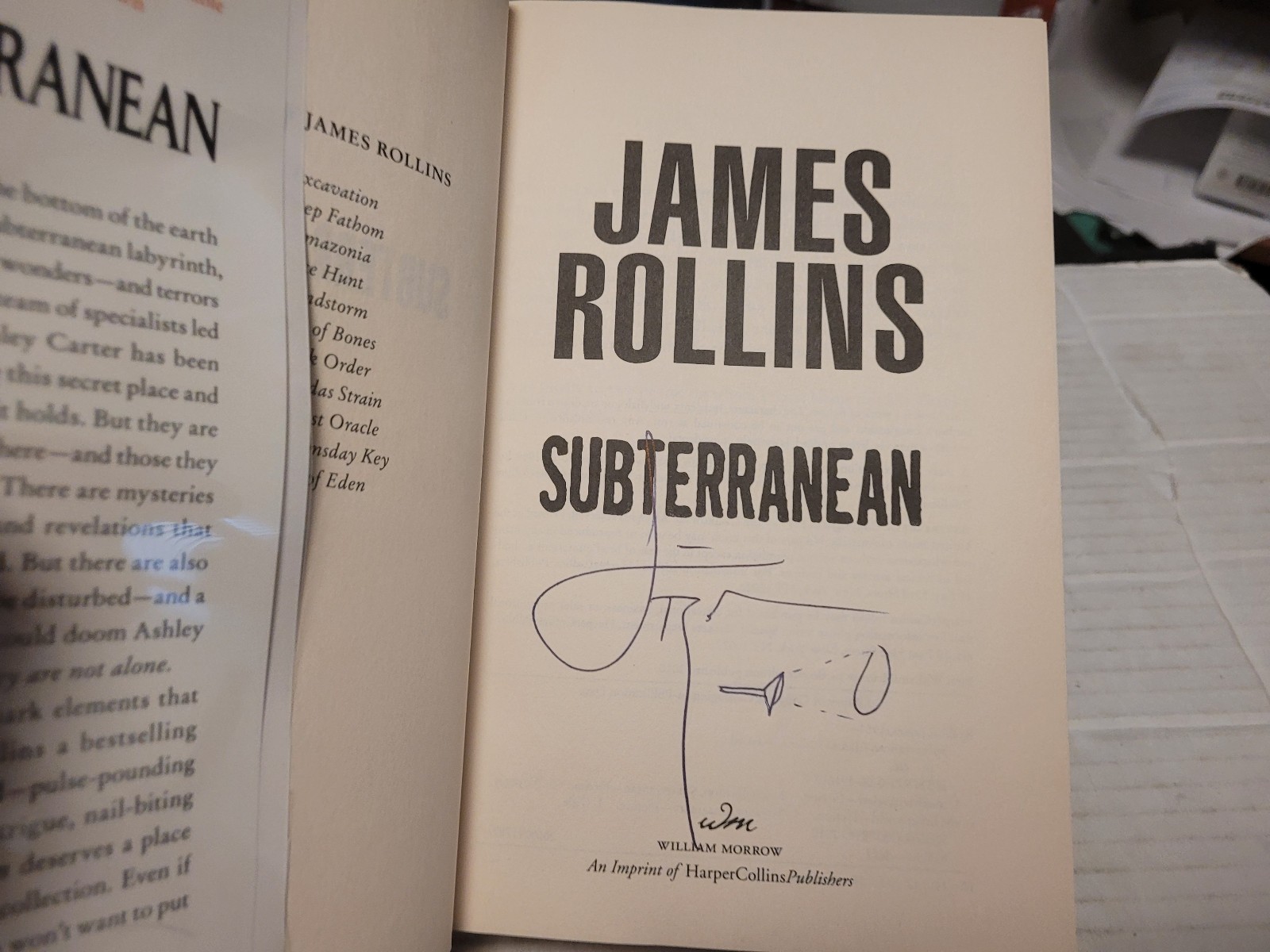 Subterranean by James Rollins (2010, Hardcover) SIGNED 1st/1st