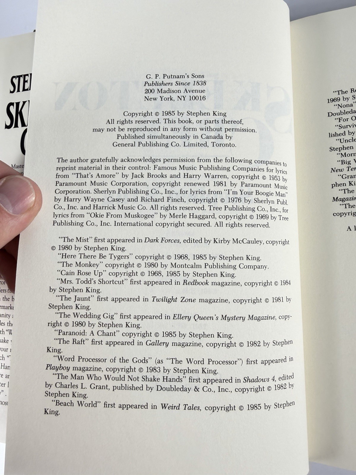 Skeleton Crew (Hardcover) by Stephen King – 1985 Putnam