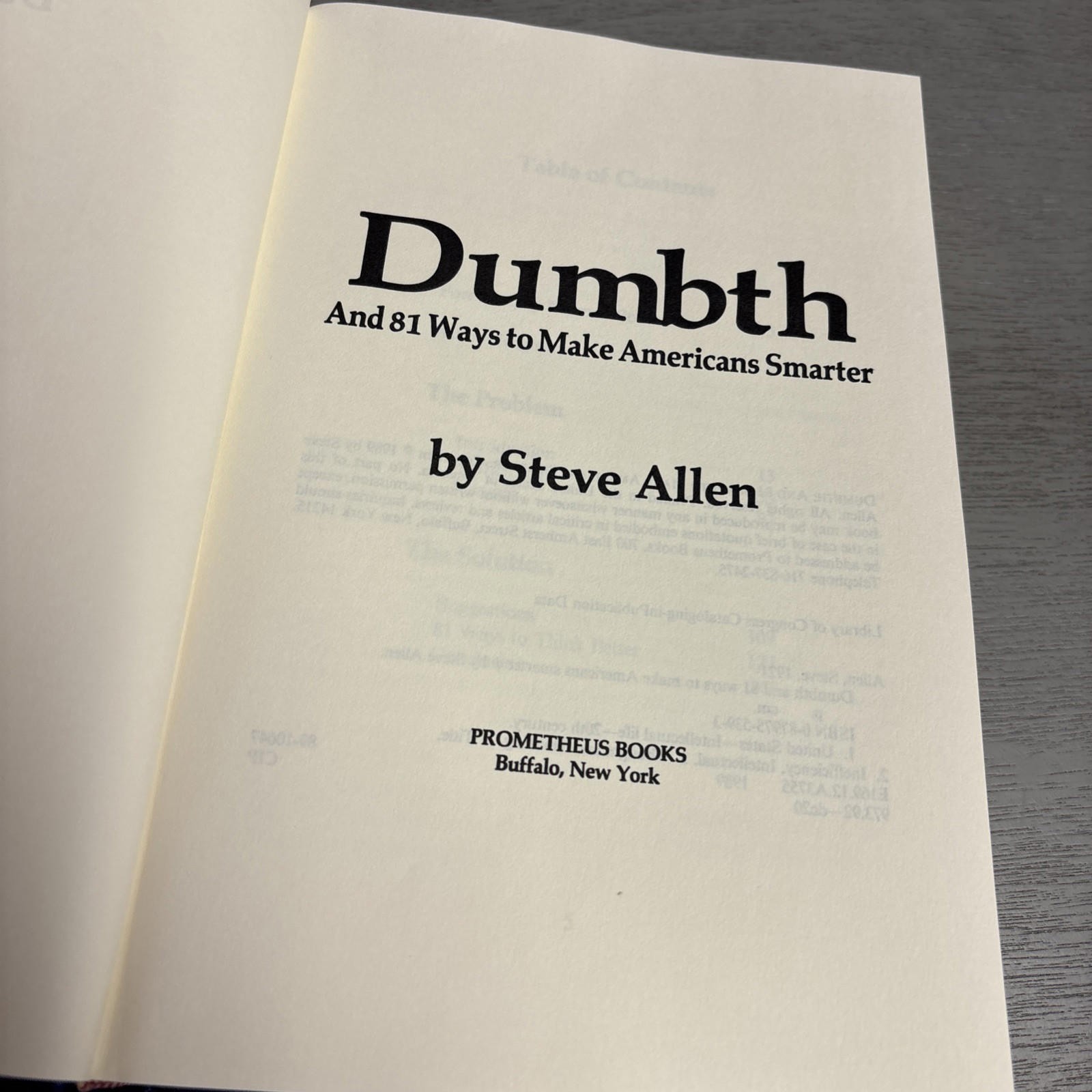 *SIGNED* Dumbth By Steve Allen 1st Printing 1989 HC/DJ