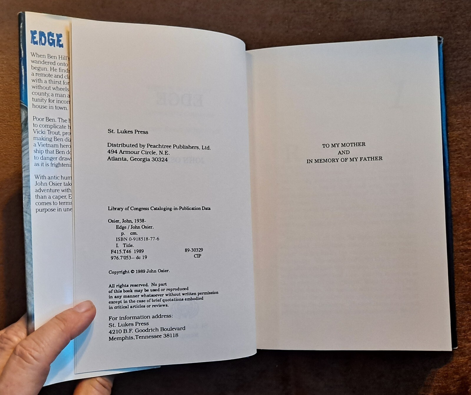 John OSIER ✍️SIGNED by Author✍️ Edge First Edition 1989 HCw/DJ Good Used Cond