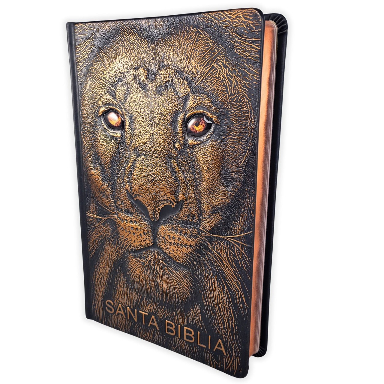Biblia Edicion Especial 10.5 puntos RV1960, tapa dura leon de Juda, bronce