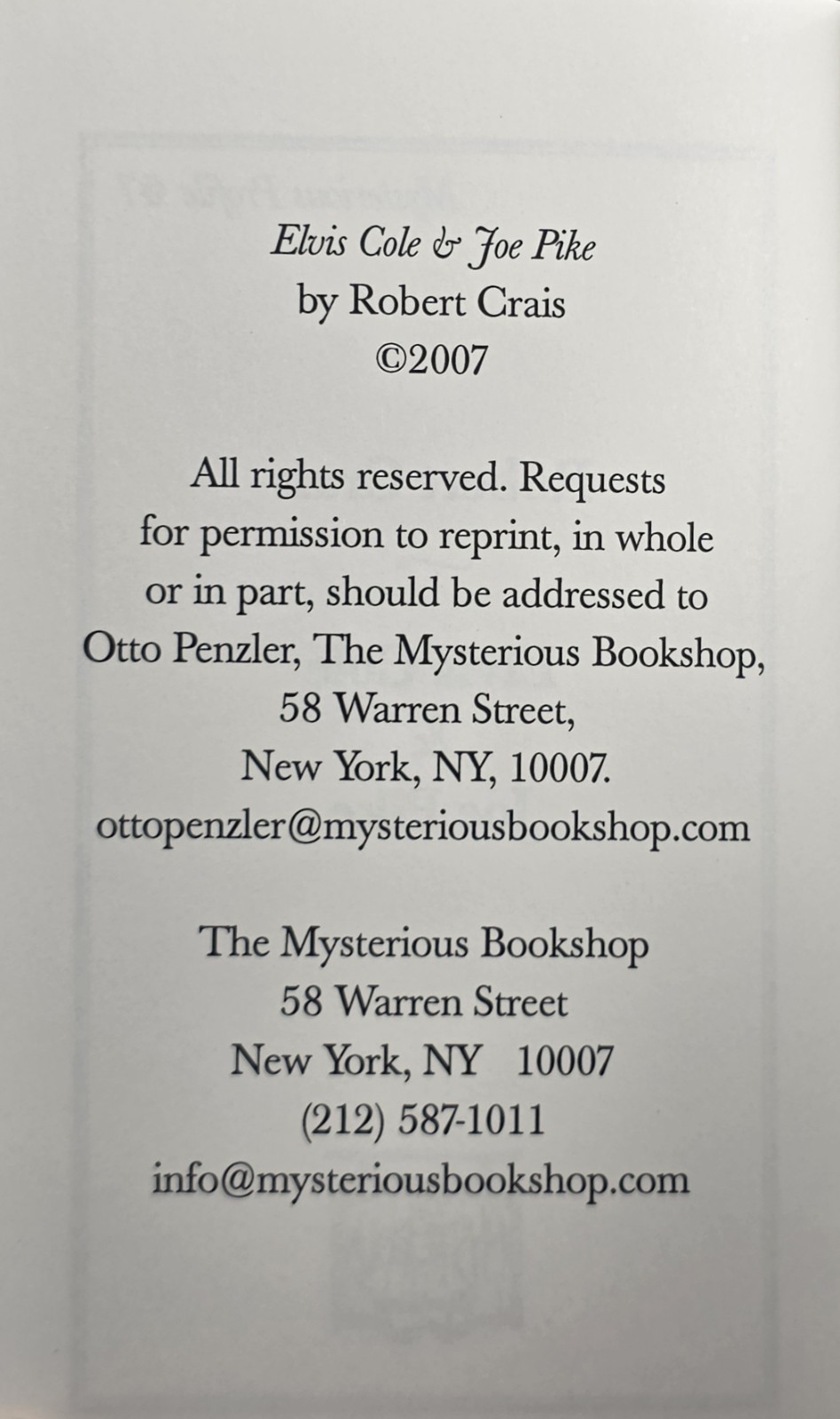 Robert Crais SIGNED “Elvis Cole & Joe Pike” Mysterious Profile 1st Ed Limited#60