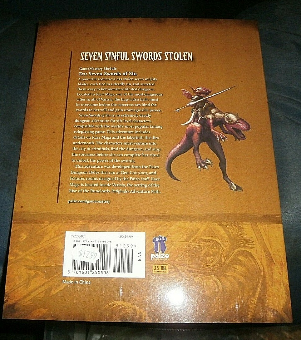 GameMastery Module: Seven Swords Of Sin James L. Sutter Paizo Inc.