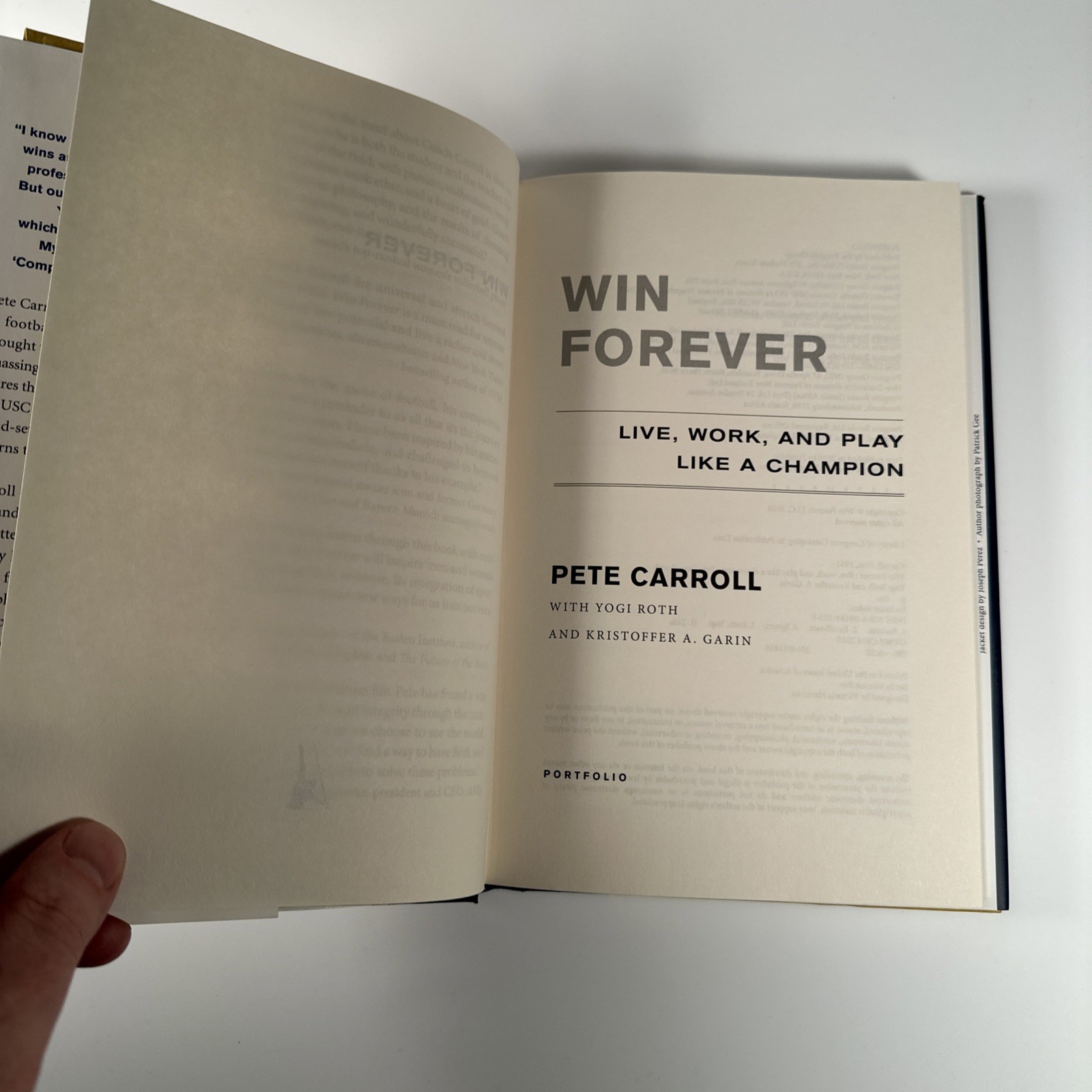 SIGNED – WIN FOREVER by Pete Carroll (Hardcover, 2010) 1st ed. Seattle Seahawks