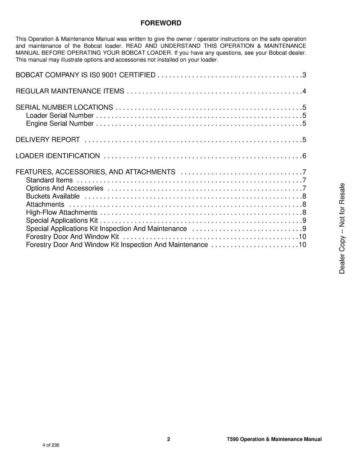 BOBCAT T590 Compact Track Loader Operators Manual 2018 – WIRE SECURED – COVERING