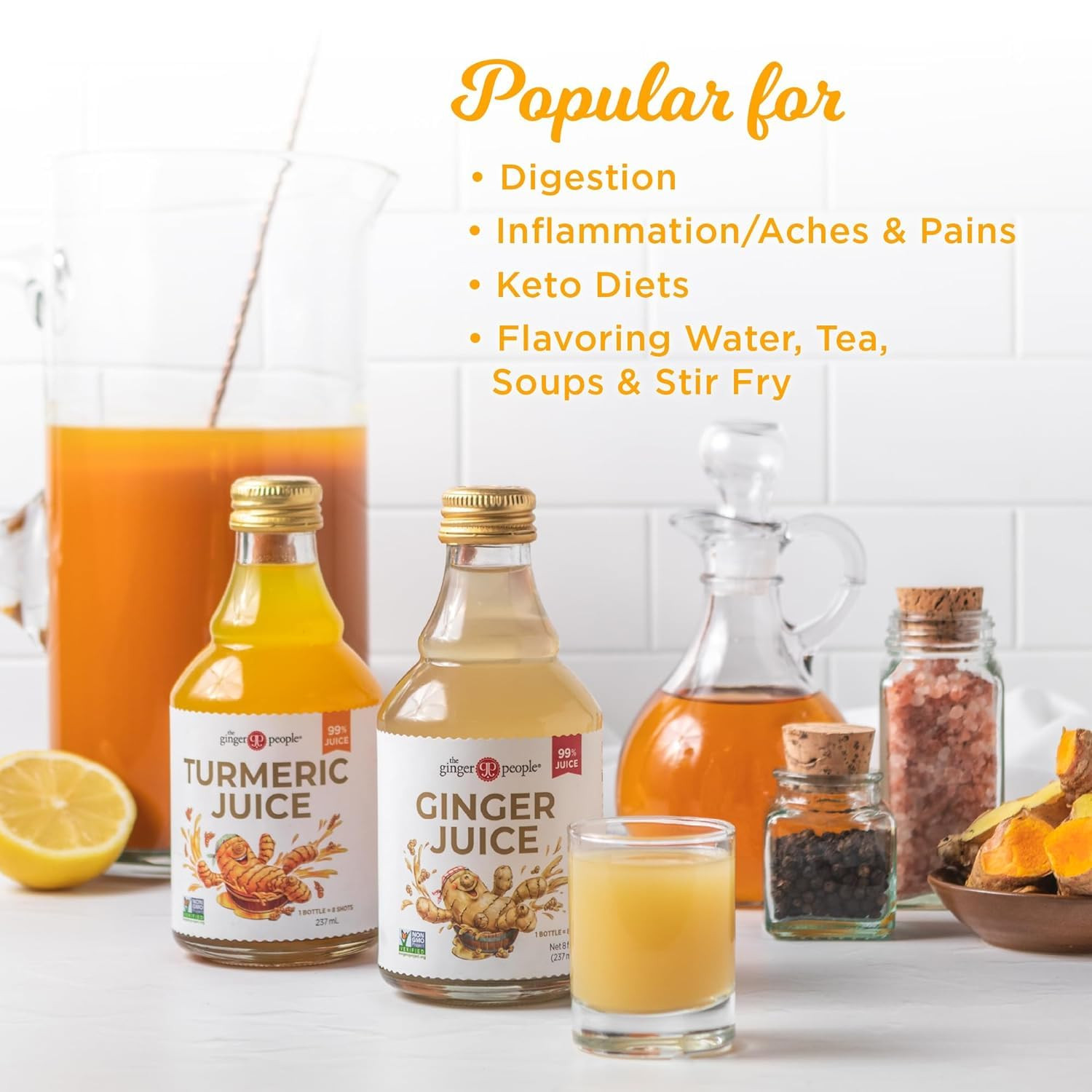 Ginger & Turmeric Juice Set | Digestion + Anti-Inflammatory | 8 Fl Oz (Pack of 2