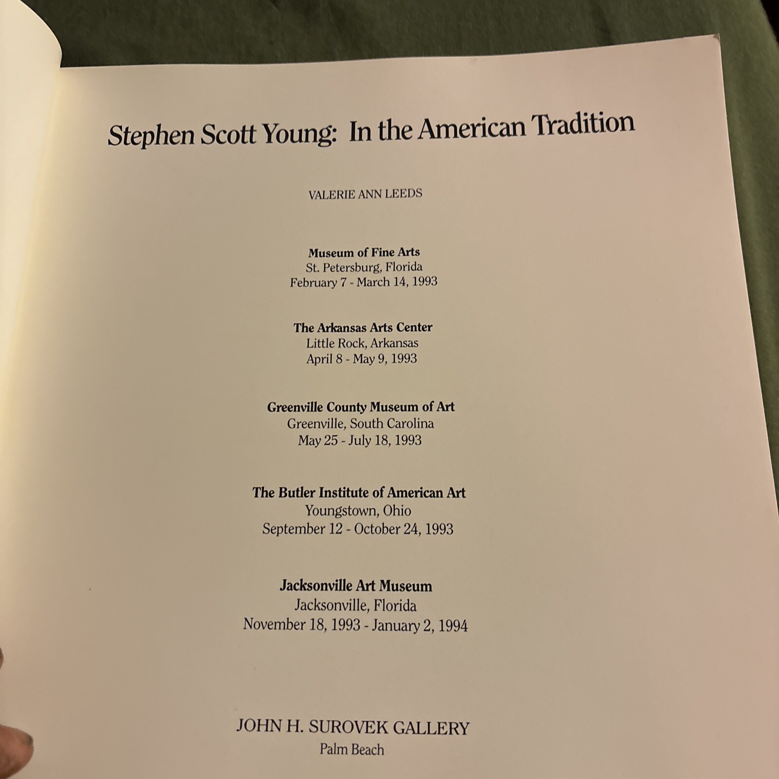 stephen scott young In The American Tradition 1993 Catalogue Of Art Soft Cover