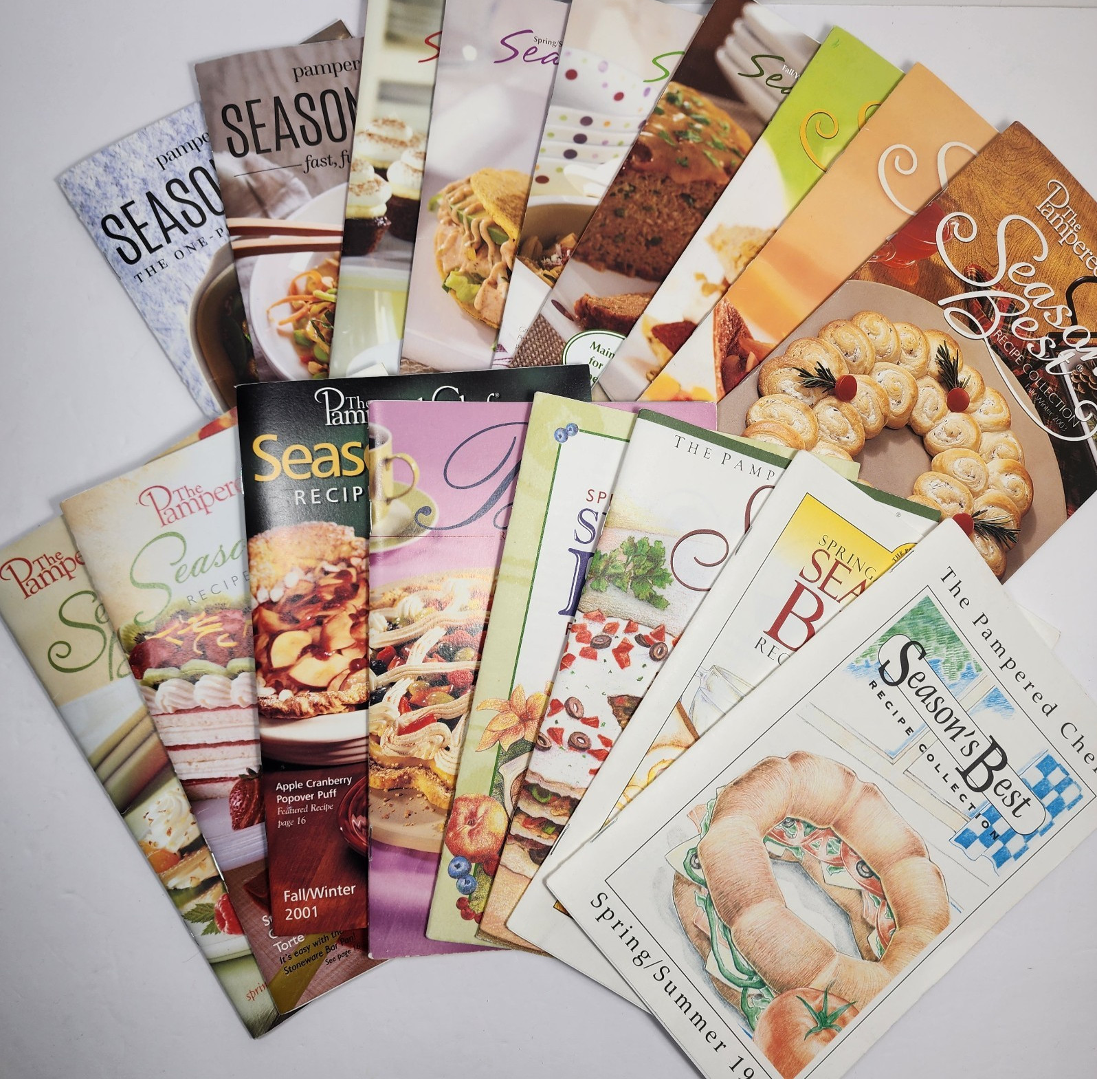 Pampered Chef Cookbooks SEASONS BEST Some Vintage Cardboard Slipcase Lot of 17