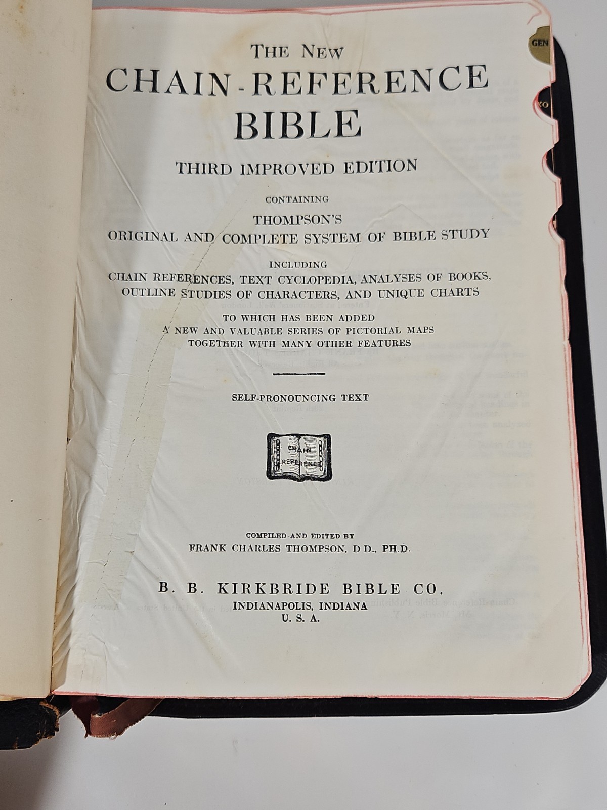 The New Chain Reference Bible THOMPSON 1934 3rd Improved Edition / 29th Reprint