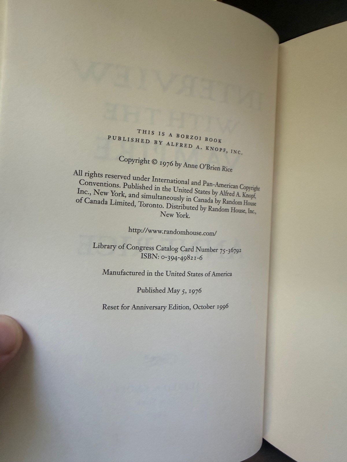 Interview with the Vampire : Anniversary Edition by Anne Rice (1976, Hardcover)