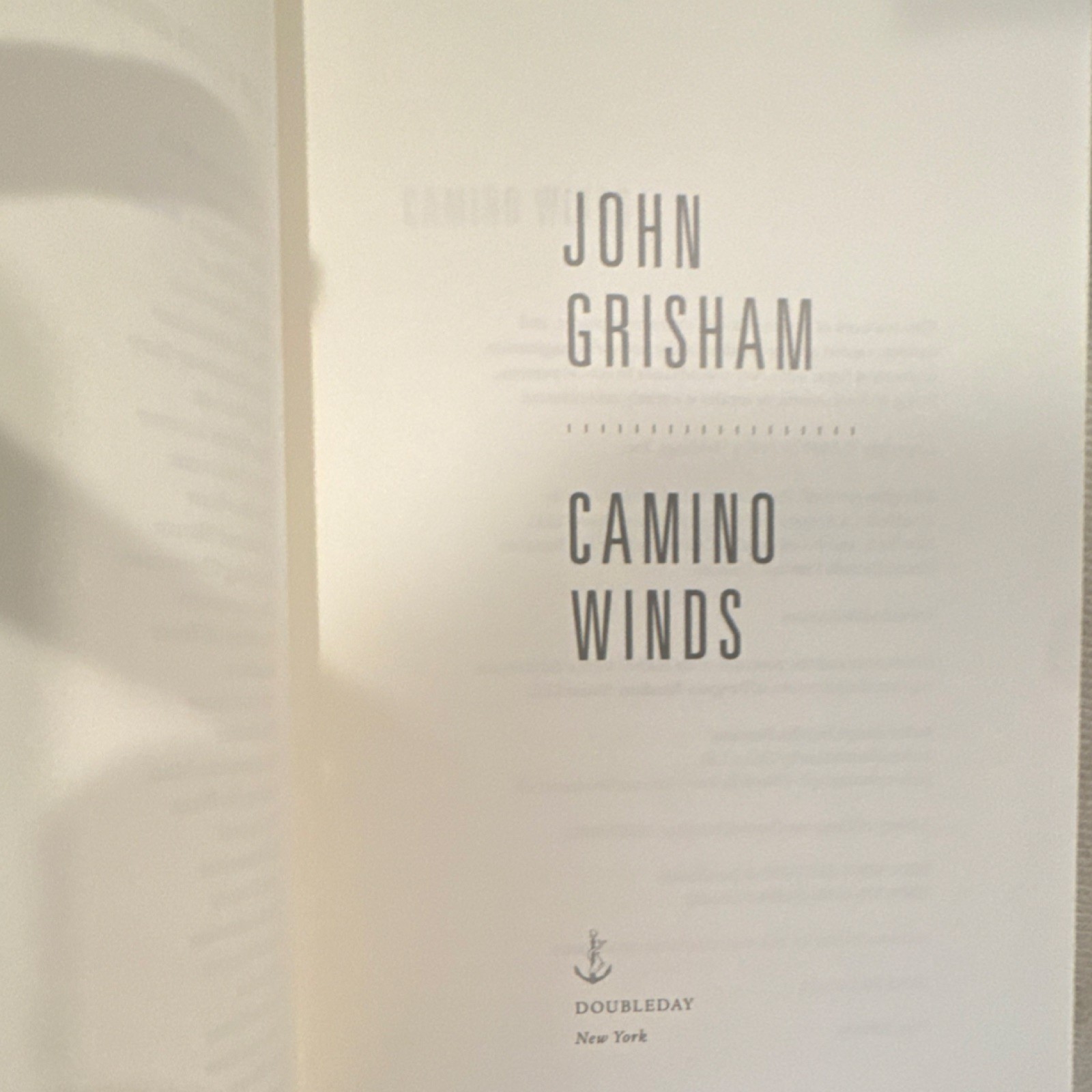 John Grisham Camino Winds Hardcover Camino Ser. Doubleday 2020 Dust Jacket