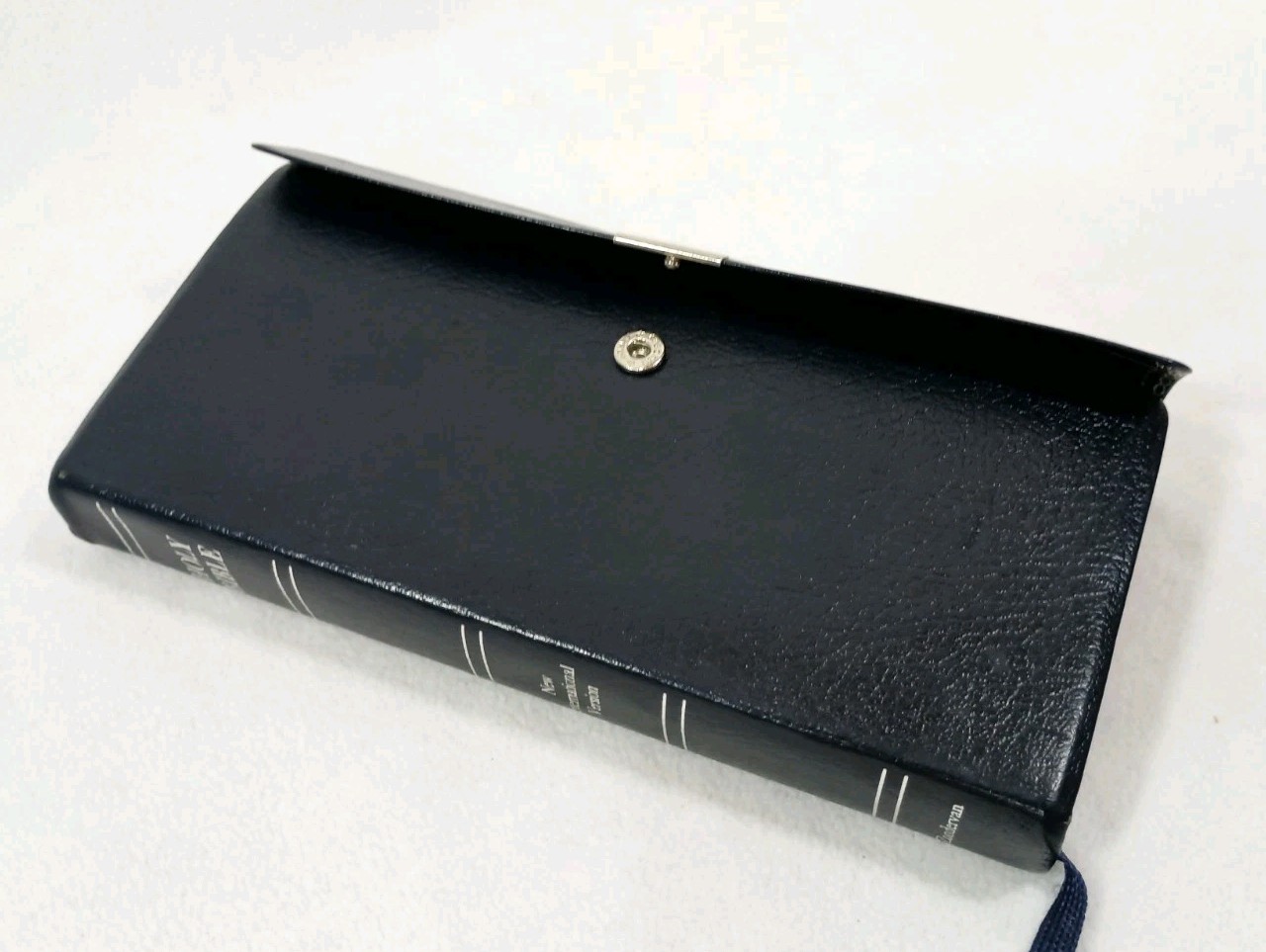NIV Trimline Bible 1984 Zondervan Blue Bonded Leather Snap Flap Red Letters