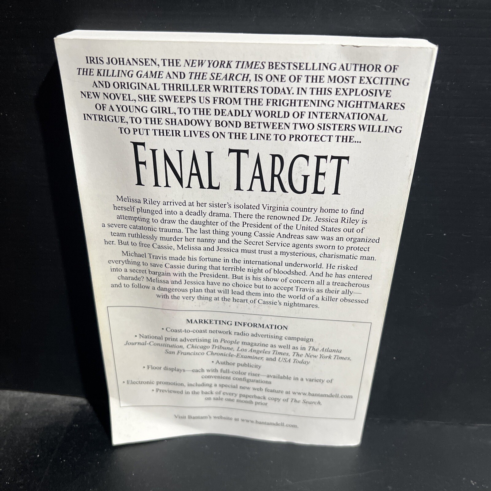 Advance Reading Copy Uncorrected Proof Final Target Iris Johansen Trade PB 2001