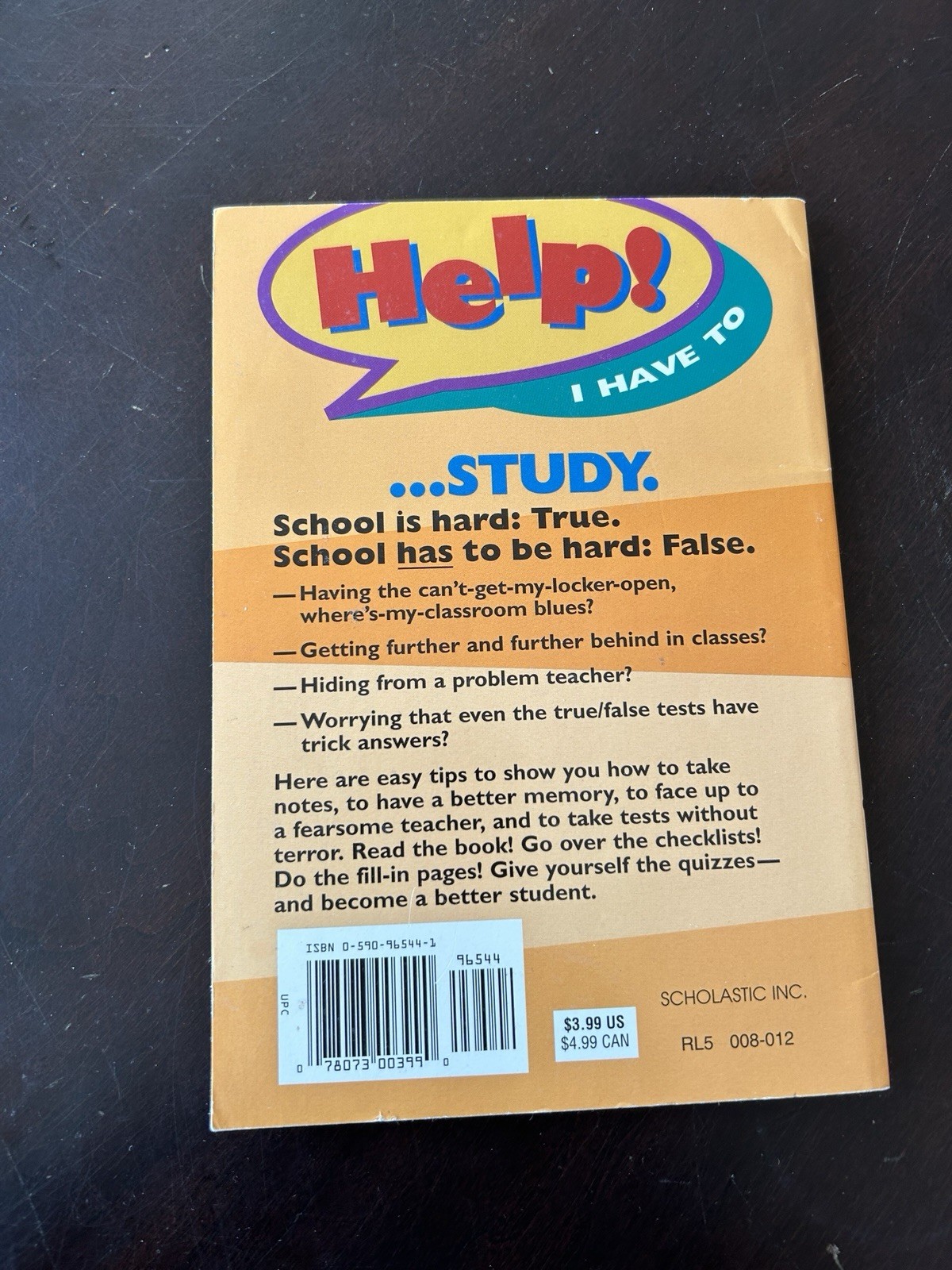 Help! I Have To Study by Louise Colligan Scholastic 1987 (PB)