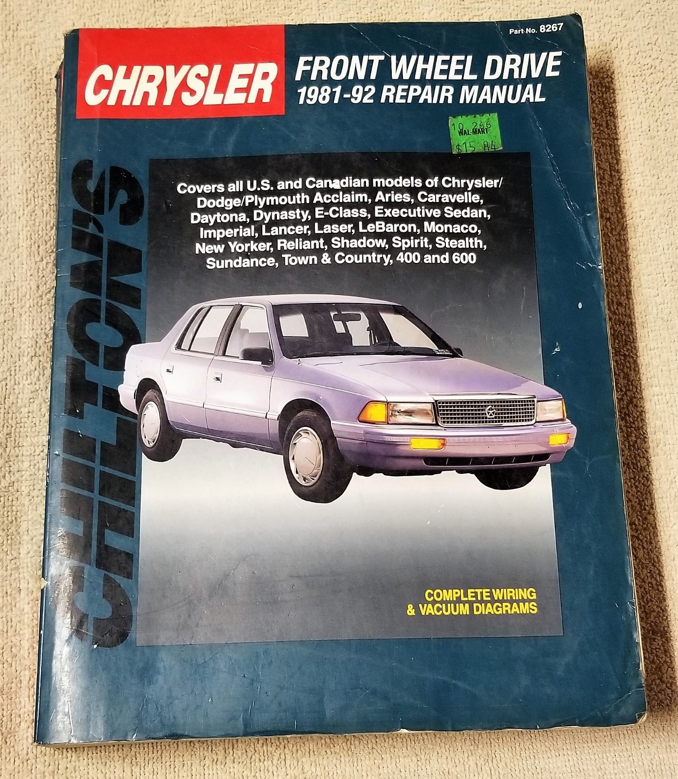 Chilton Chrysler Front Wheel Drive 1981 – 1992 Repair Manual Service Guide 8267